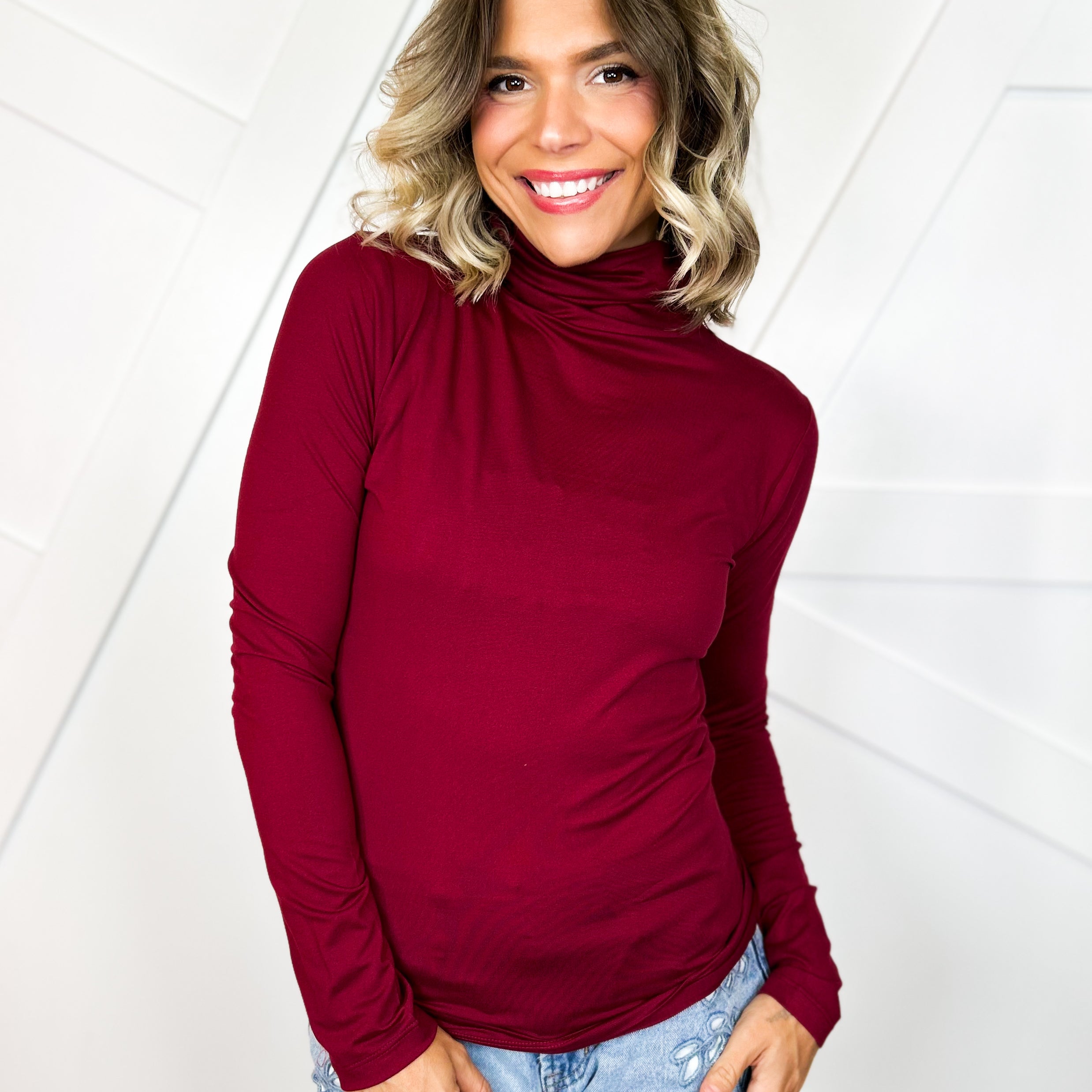 The Everyday Luxe Turtleneck Tunic Top-120 LONG SLEEVE TOPS-ZENANA-Heathered Boho Boutique, Women's Fashion and Accessories in Palmetto, FL