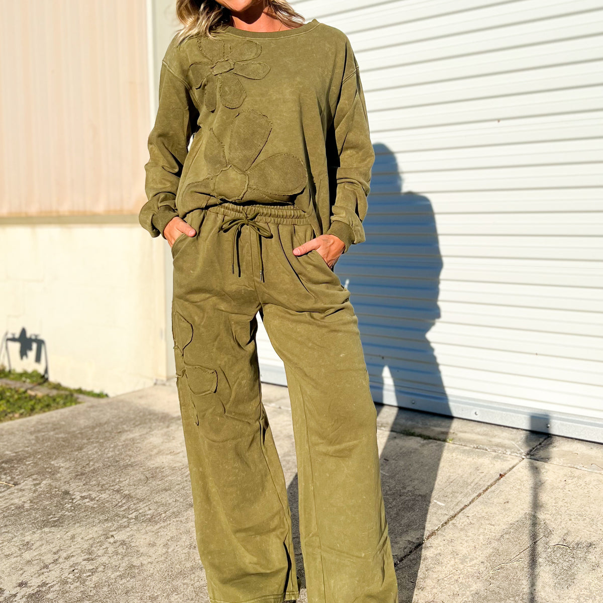 Flower Power Mineral Wash Wide Leg Pants-150 PANTS-HEIMISH-Heathered Boho Boutique, Women's Fashion and Accessories in Palmetto, FL