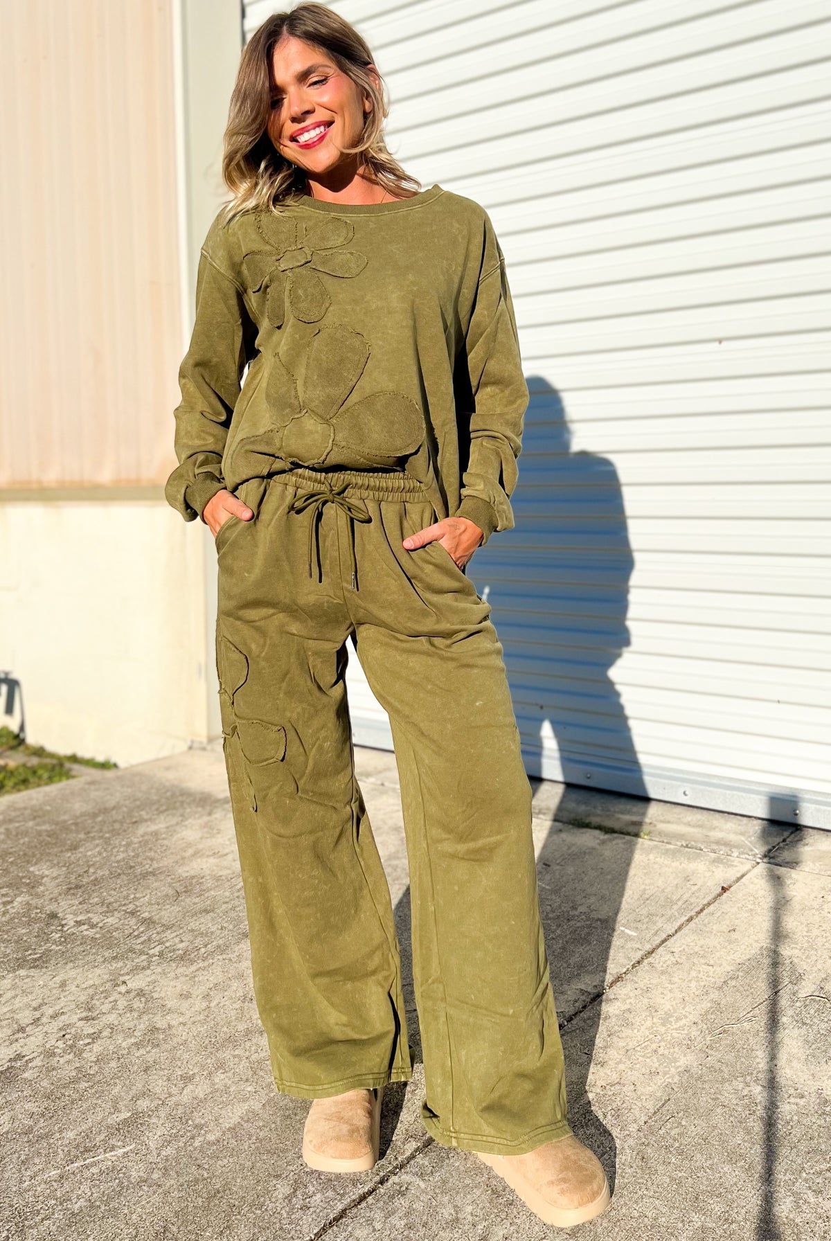 Flower Power Mineral Wash Wide Leg Pants-150 PANTS-HEIMISH-Heathered Boho Boutique, Women's Fashion and Accessories in Palmetto, FL