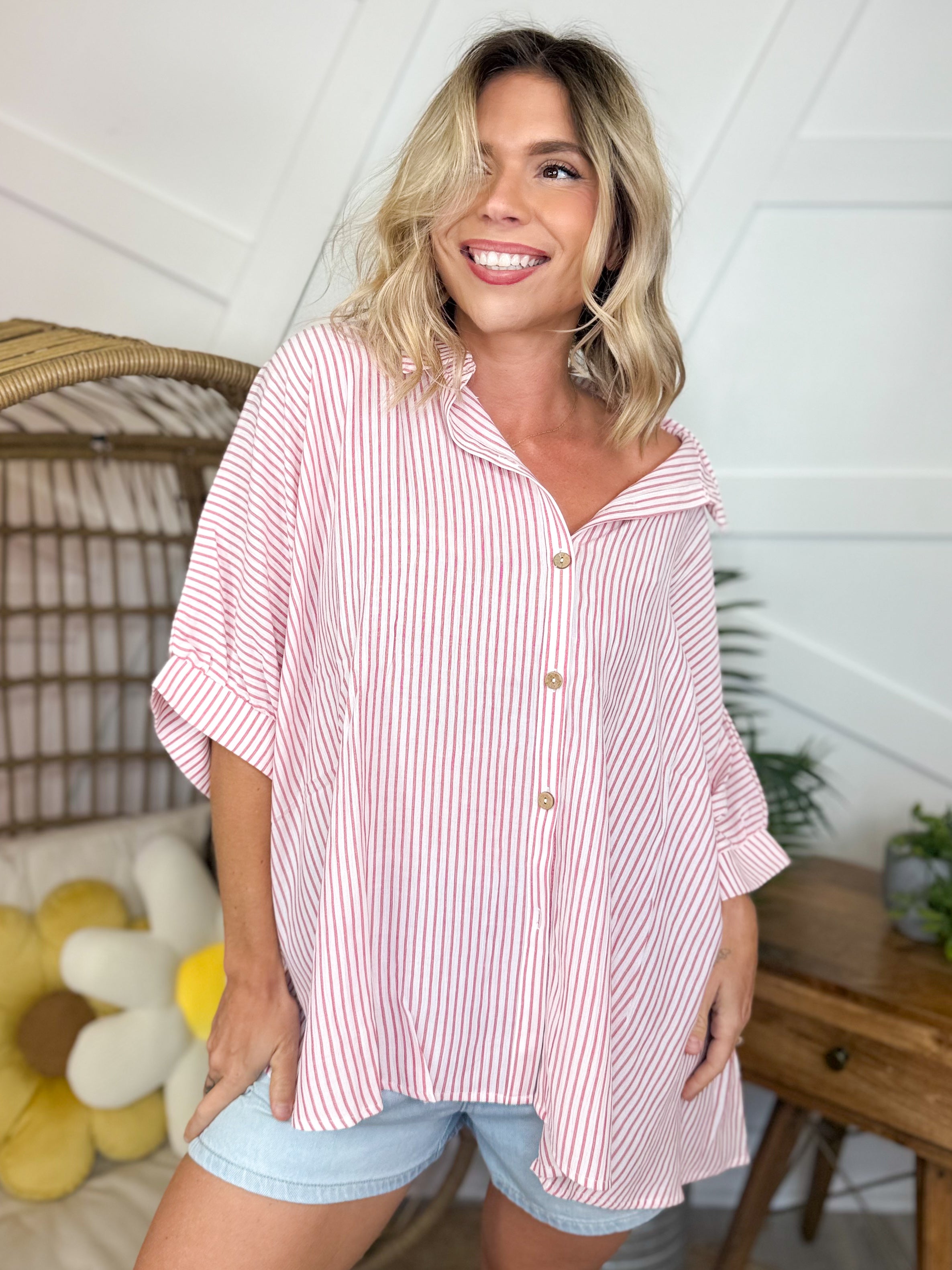 Polished Top-110 SHORT SLEEVE TOP-ZENANA-Heathered Boho Boutique, Women's Fashion and Accessories in Palmetto, FL