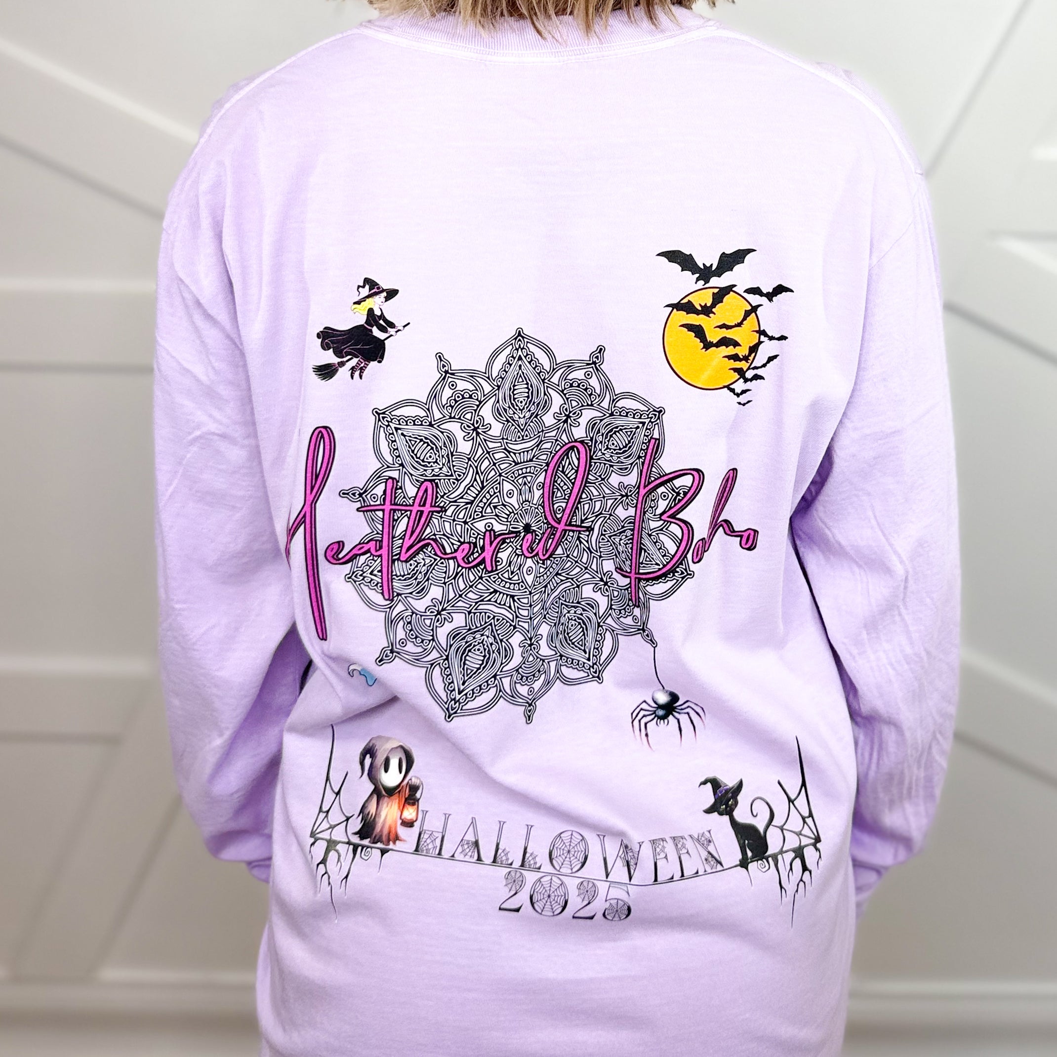Custom HB Halloween 2025 Graphic Long Sleeve-Orchid-130 Graphic Tees-Heathered Boho-Heathered Boho Boutique, Women's Fashion and Accessories in Palmetto, FL