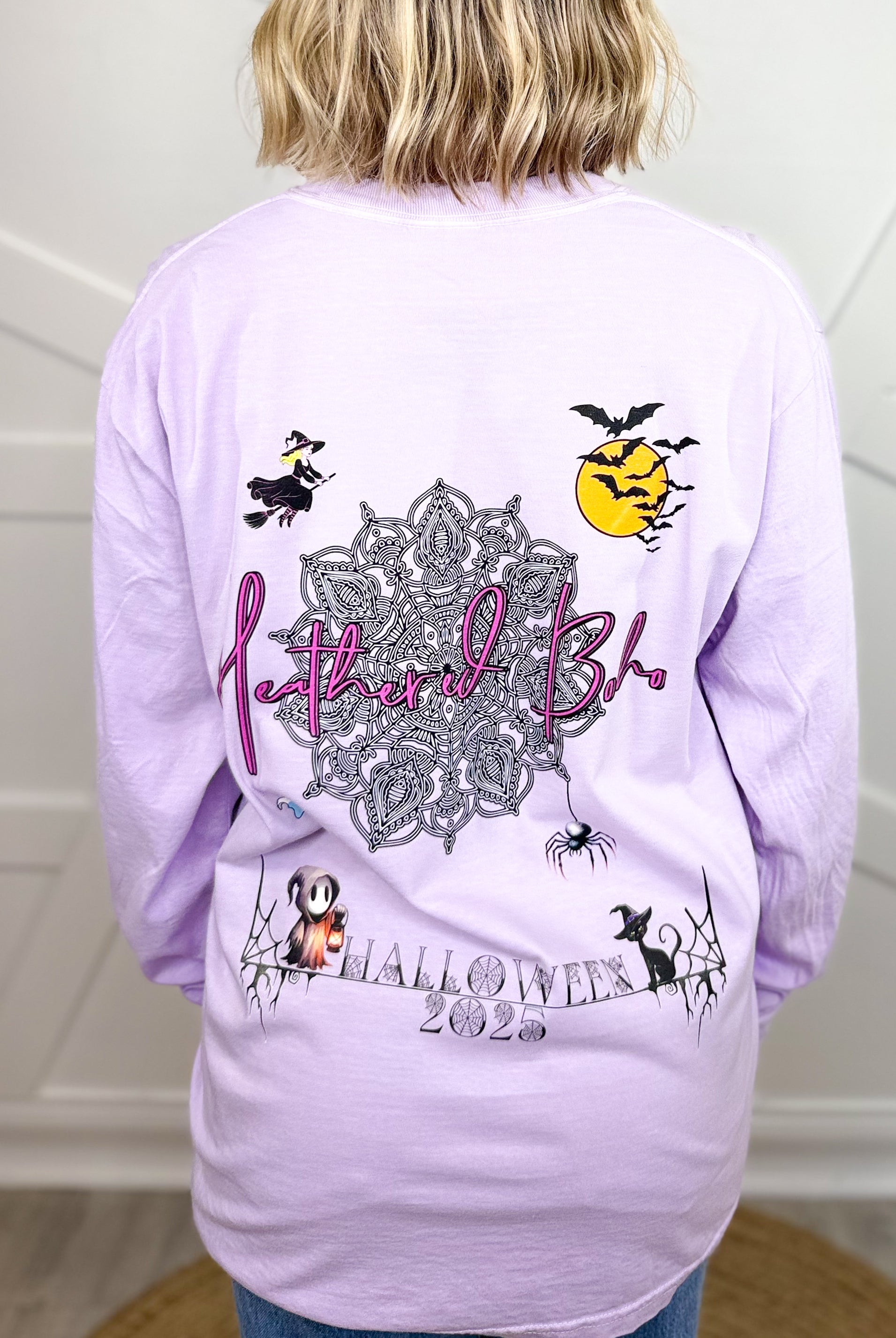 Custom HB Halloween 2025 Graphic Long Sleeve-Orchid-130 Graphic Tees-Heathered Boho-Heathered Boho Boutique, Women's Fashion and Accessories in Palmetto, FL