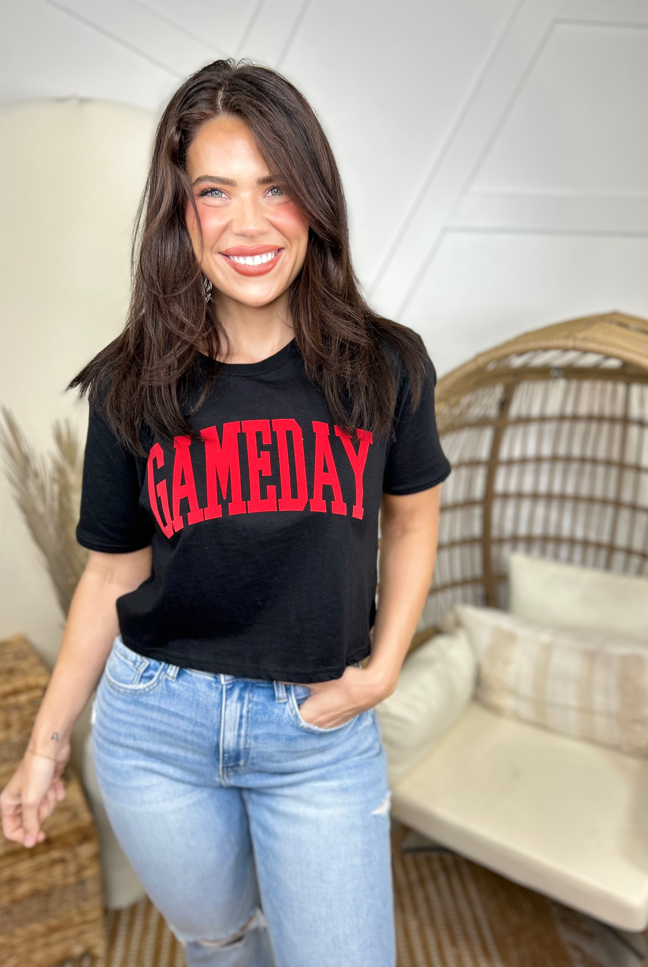 Game Day Graphic Tee-130 Graphic Tees-SUGAR STITCH-Heathered Boho Boutique, Women's Fashion and Accessories in Palmetto, FL