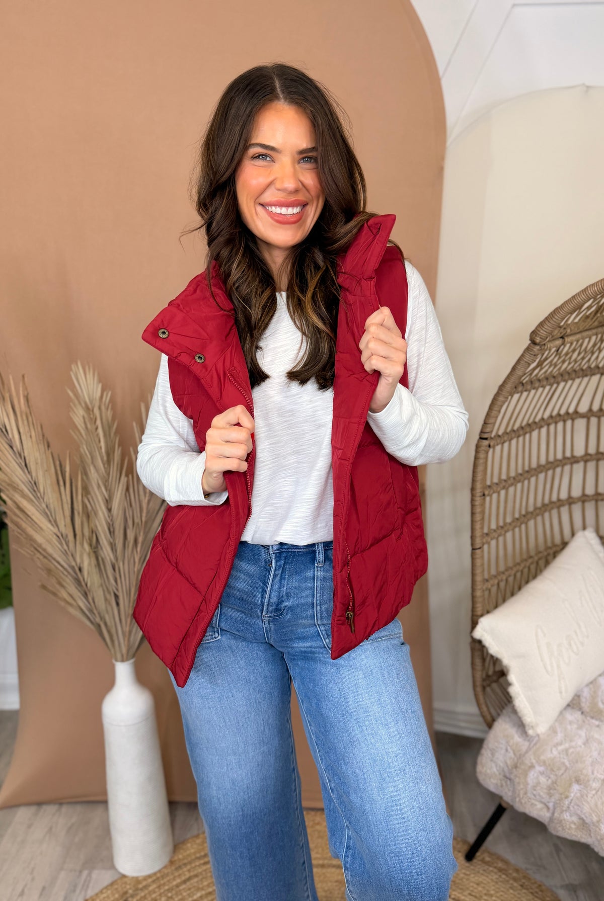 Cozy On Repeat Puffer Vest-125 SWEATER-ZENANA-Heathered Boho Boutique, Women's Fashion and Accessories in Palmetto, FL