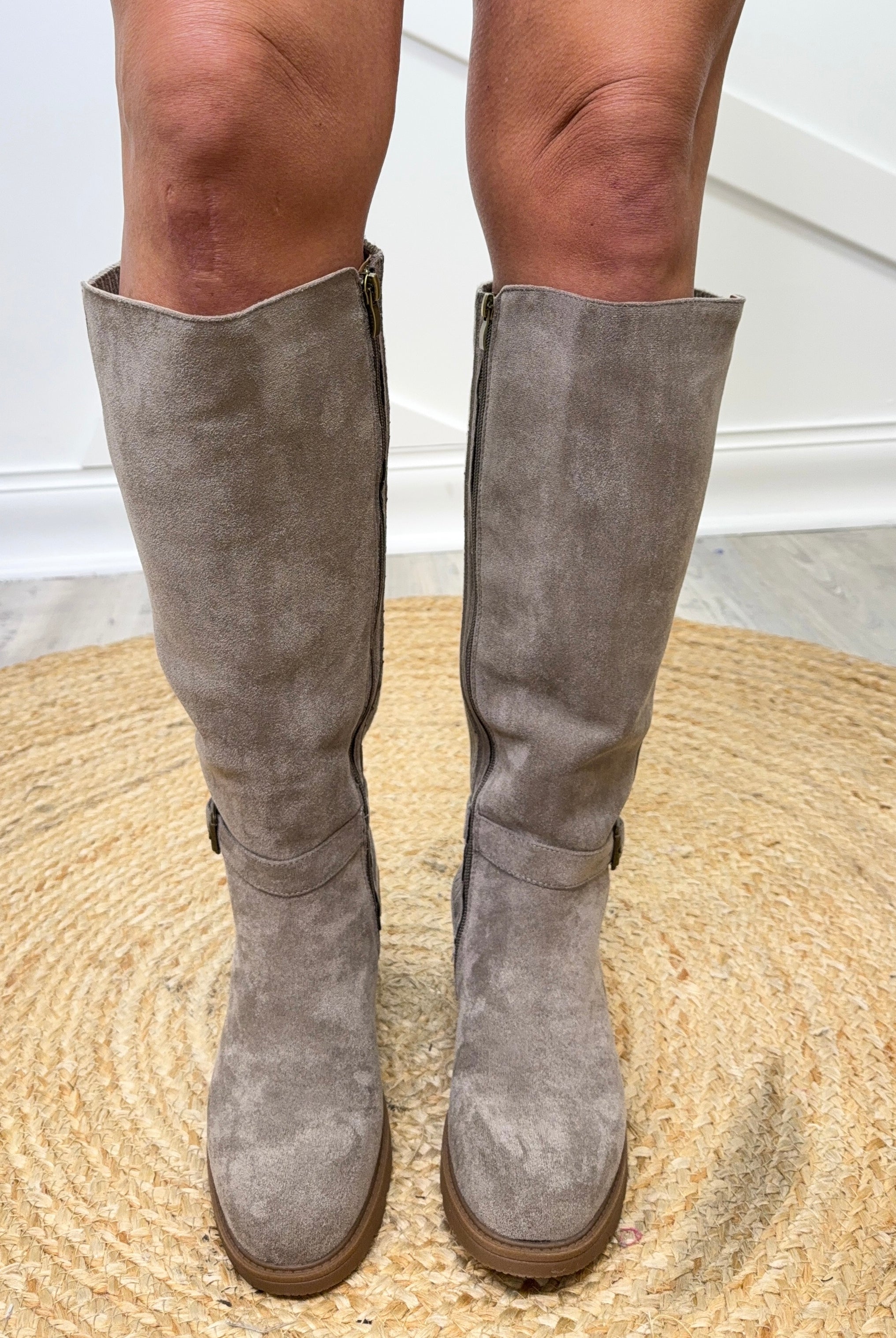 Hay There Boots - Grey Faux Suede-350 Shoes-Corkys-Heathered Boho Boutique, Women's Fashion and Accessories in Palmetto, FL