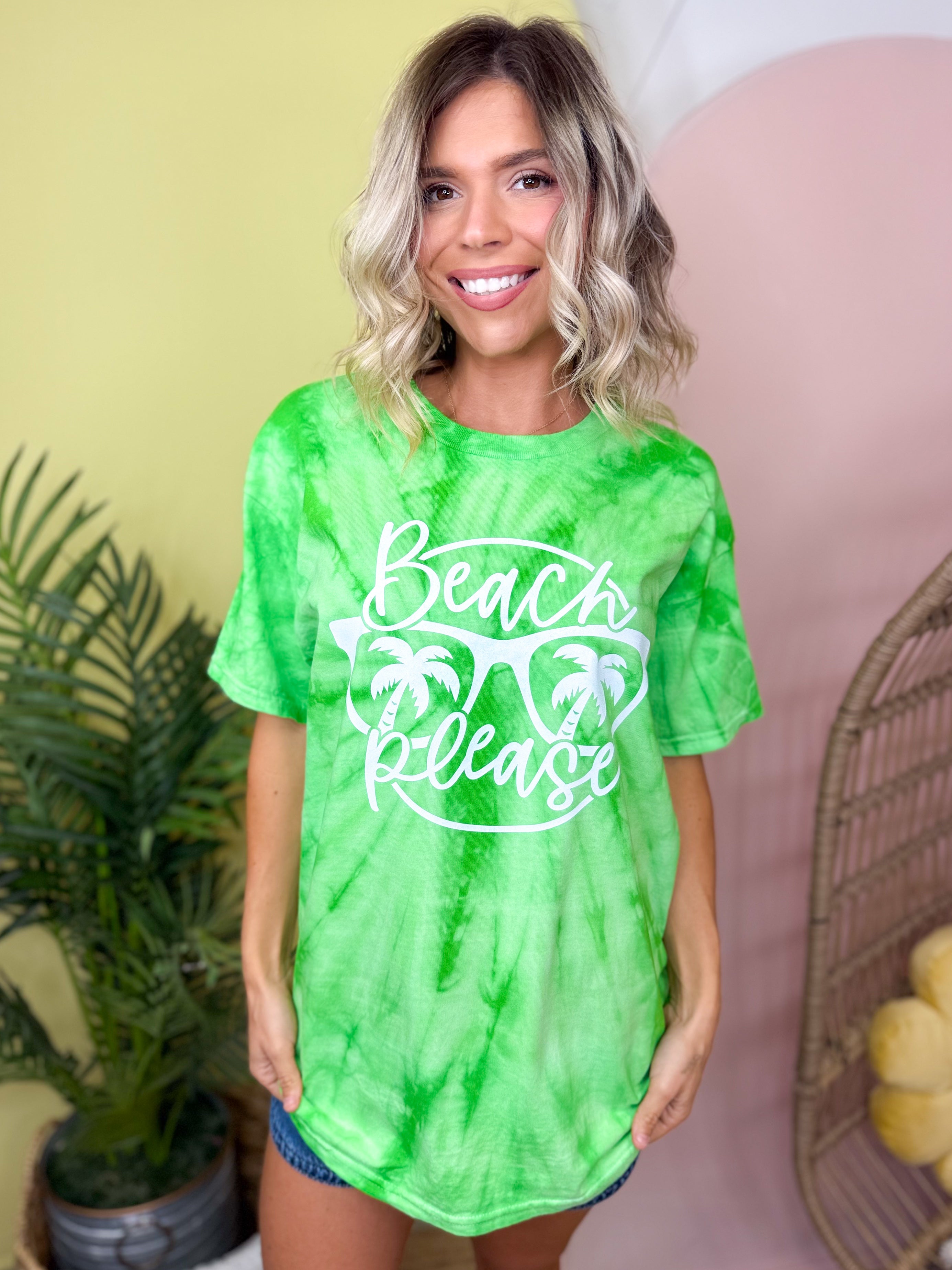 Beach Please Shades Graphic Tee-130 Graphic Tees-Heathered Boho-Heathered Boho Boutique, Women's Fashion and Accessories in Palmetto, FL