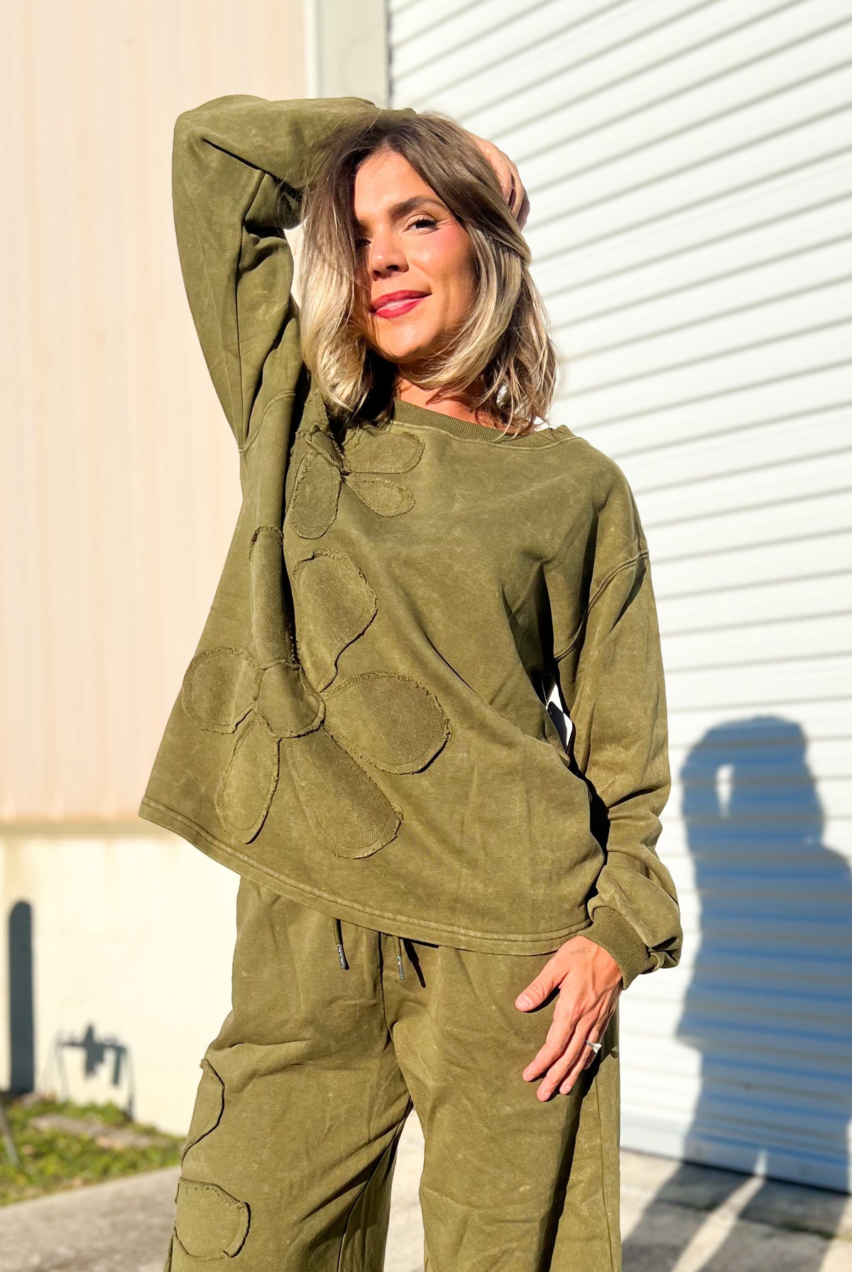 Flower Power Mineral Wash Pullover-120 LONG SLEEVE TOPS-HEIMISH-Heathered Boho Boutique, Women's Fashion and Accessories in Palmetto, FL