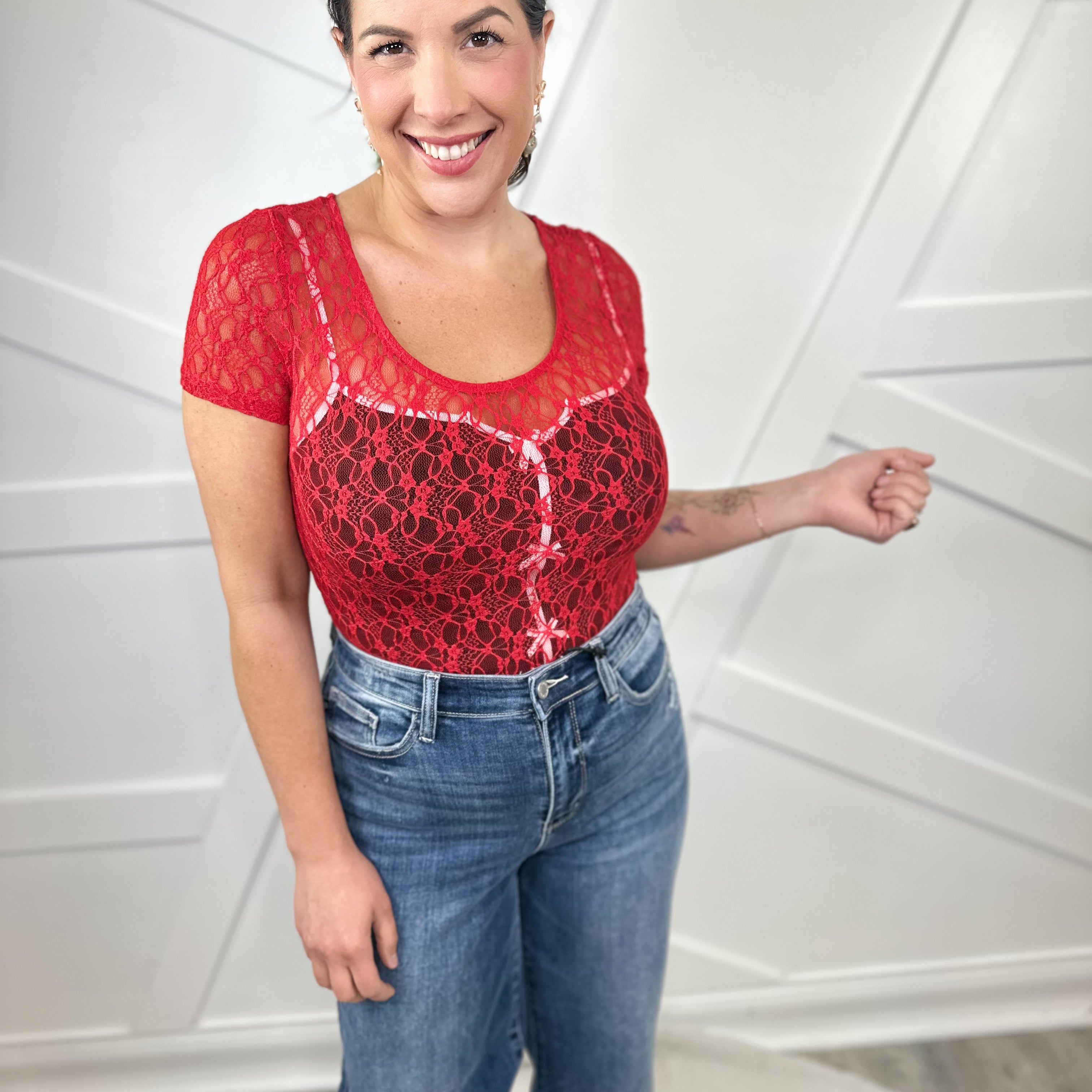 Maddie Short Sleeve Mesh Bodysuit-140 Body Suits/ Intimates-WHITE BIRCH-Heathered Boho Boutique, Women's Fashion and Accessories in Palmetto, FL