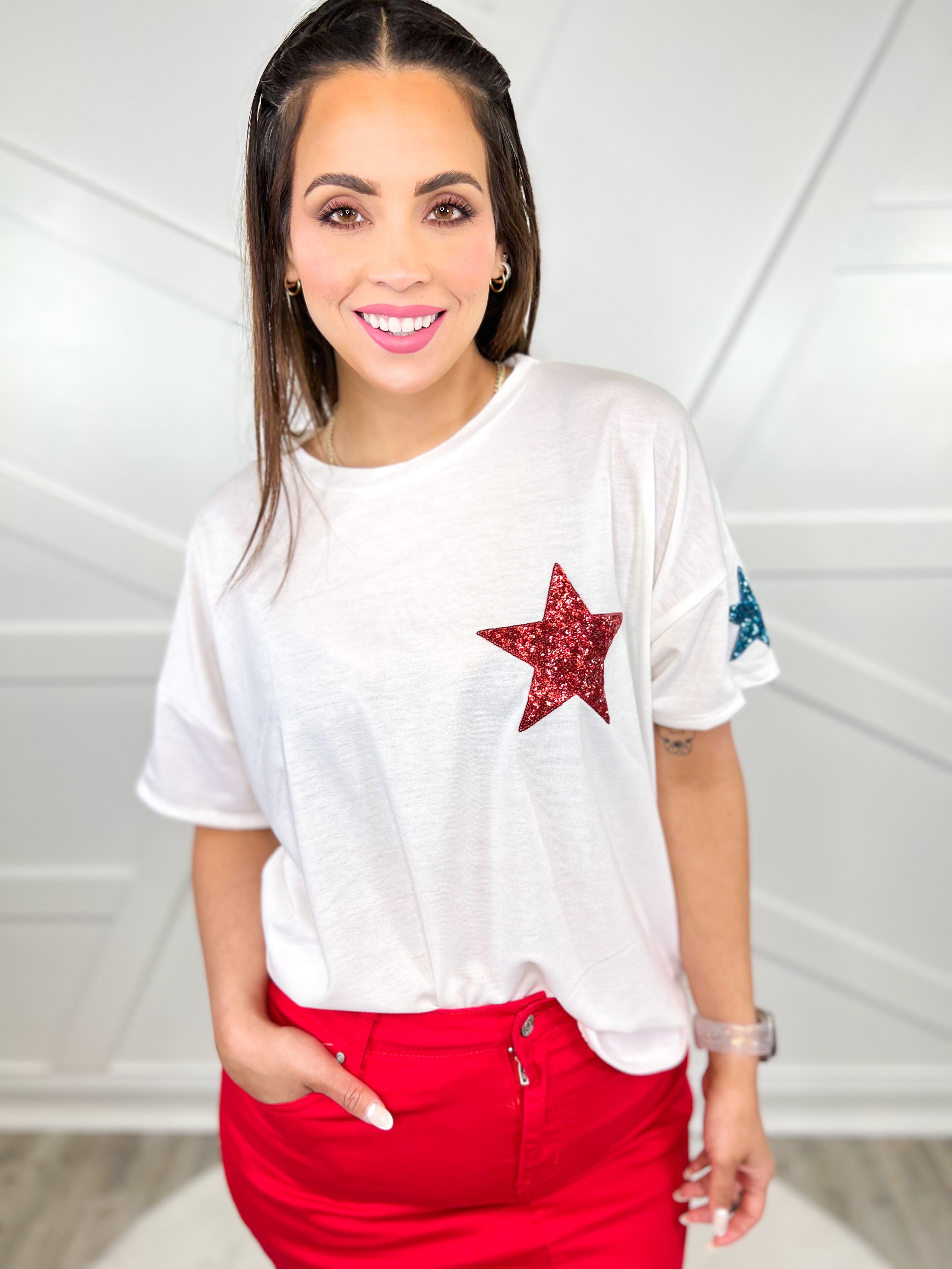 Stars and All Top-110 SHORT SLEEVE TOP-SEW IN LOVE-Heathered Boho Boutique, Women's Fashion and Accessories in Palmetto, FL