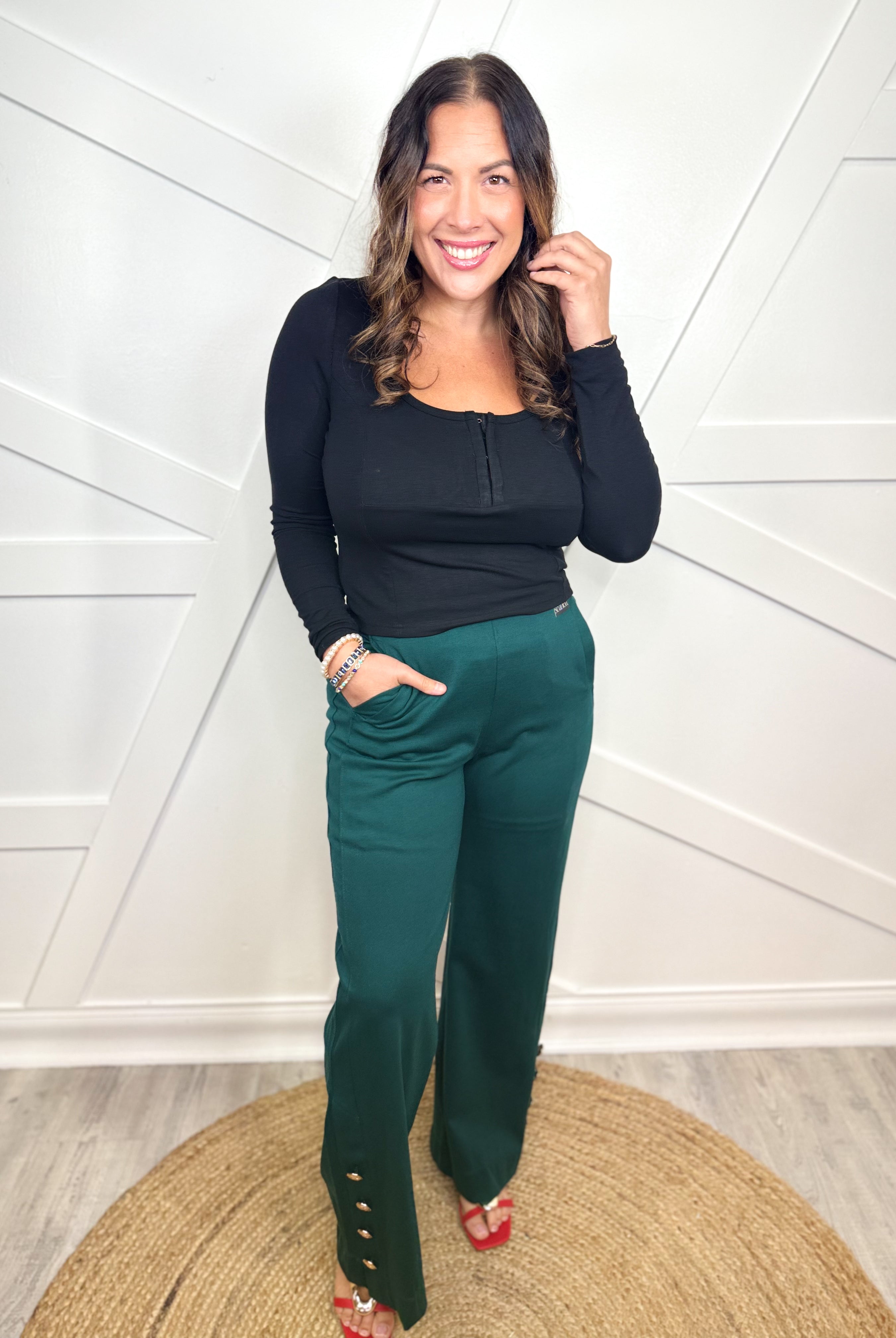 Gala Pants - Hunter Green-150 PANTS-DEAR SCARLETT-Heathered Boho Boutique, Women's Fashion and Accessories in Palmetto, FL