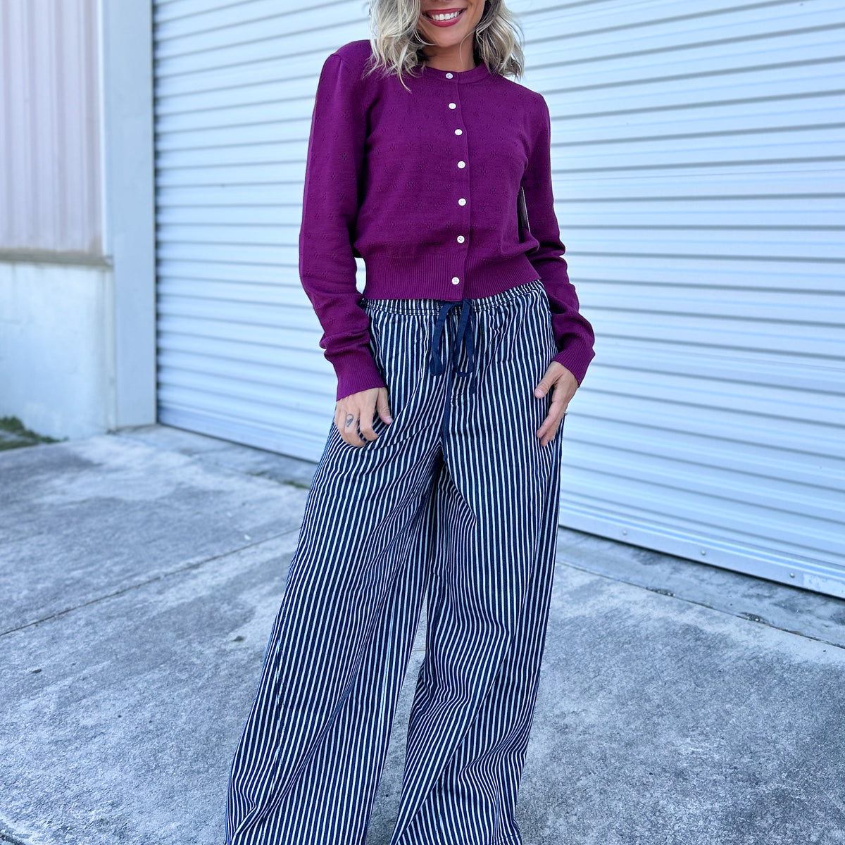 The Fine Line Striped Wide Leg Pants