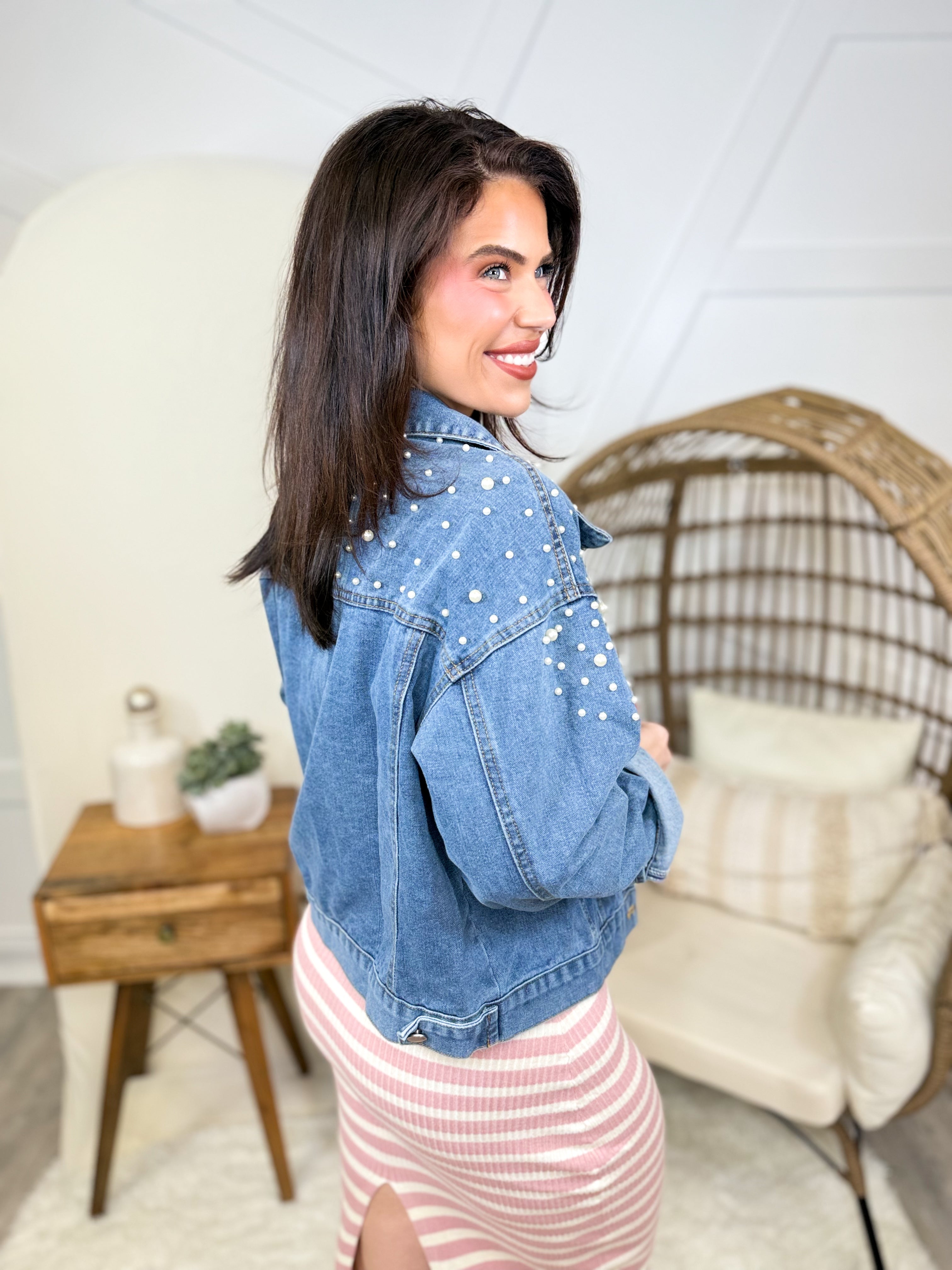 Feel Like a Woman Denim Jacket-200 JACKETS/SHACKETS-SWEET GENERIS-Heathered Boho Boutique, Women's Fashion and Accessories in Palmetto, FL