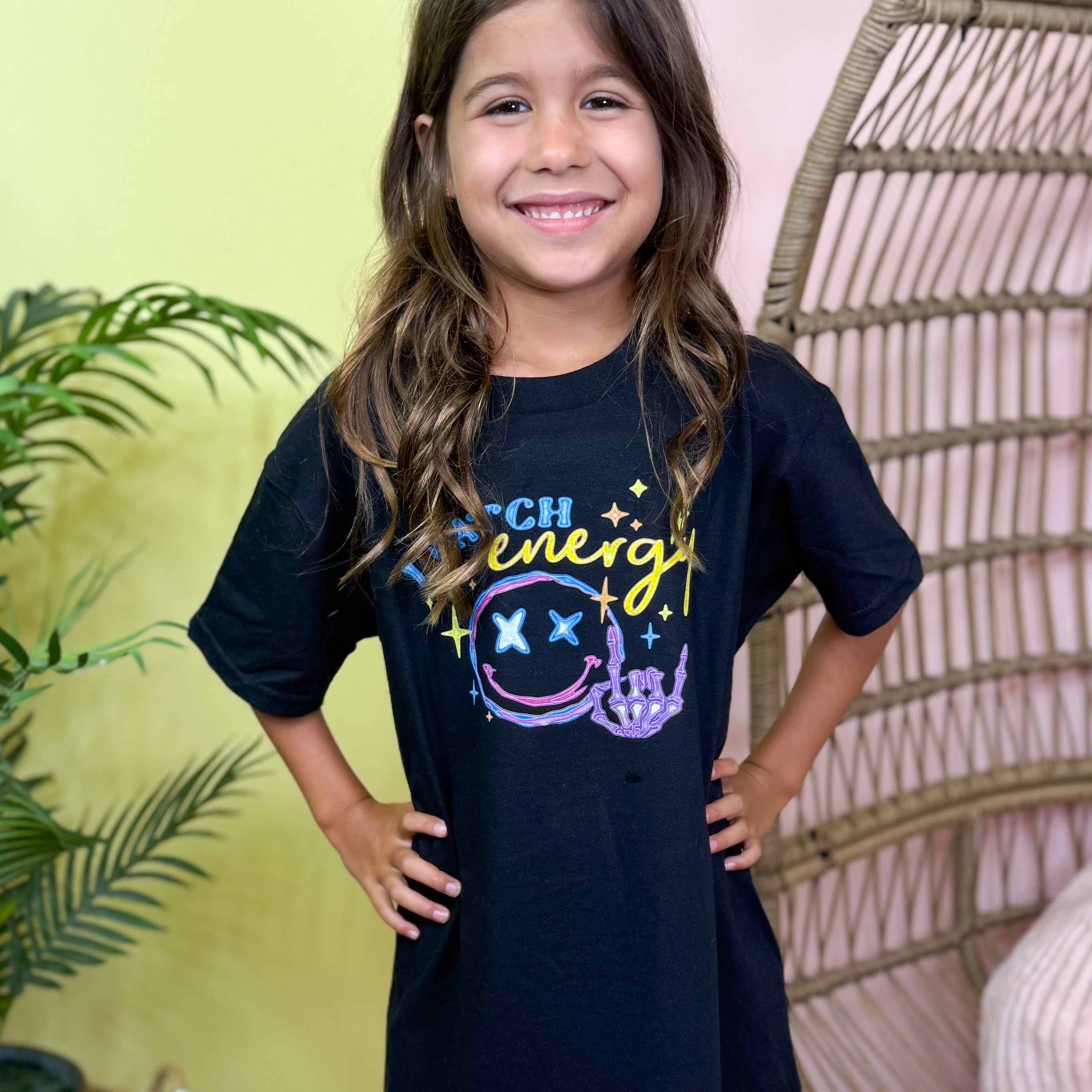 YOUTH - Neon Energy Graphic Tee-130 Graphic Tees-Heathered Boho-Heathered Boho Boutique, Women's Fashion and Accessories in Palmetto, FL