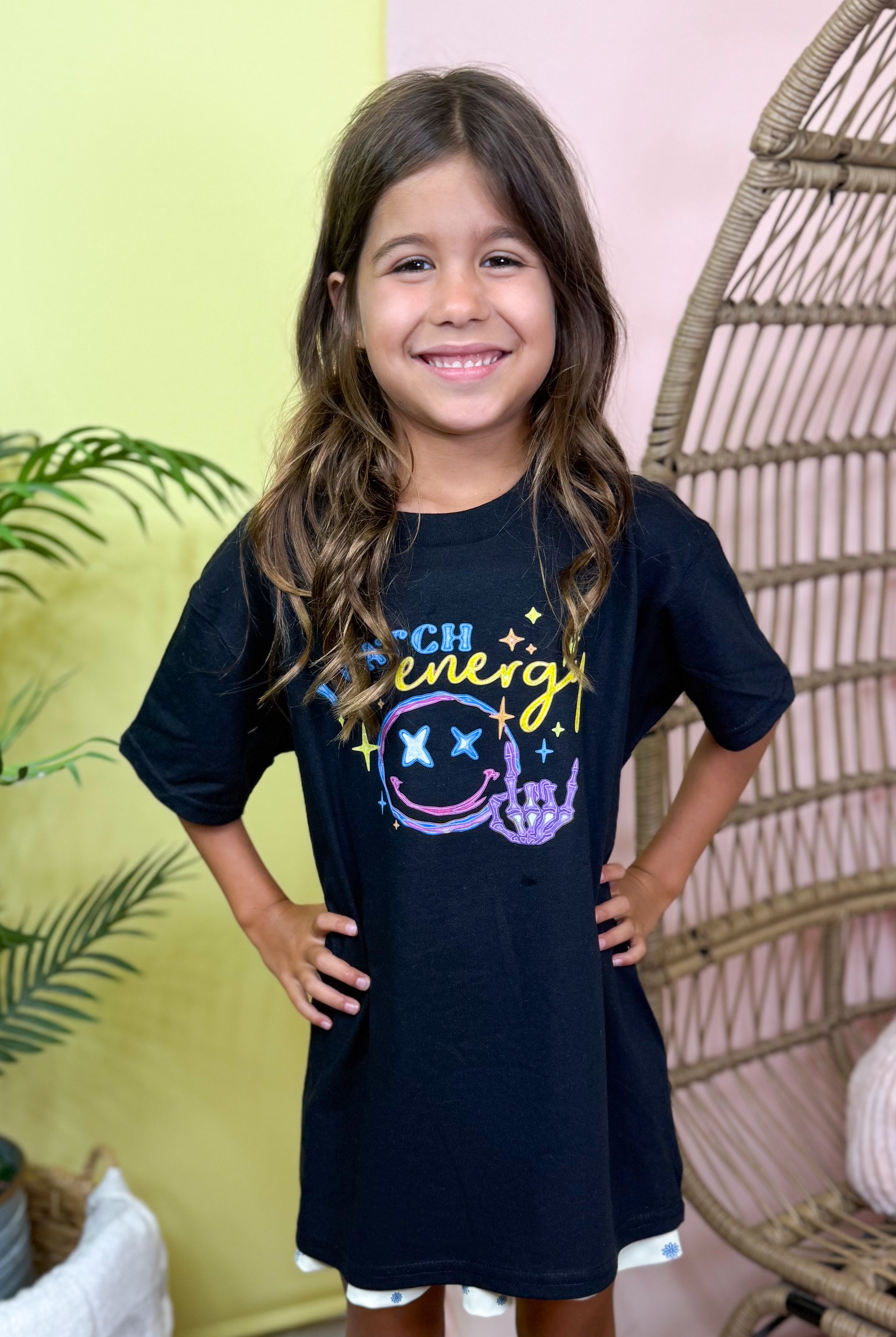YOUTH - Neon Energy Graphic Tee-130 Graphic Tees-Heathered Boho-Heathered Boho Boutique, Women's Fashion and Accessories in Palmetto, FL