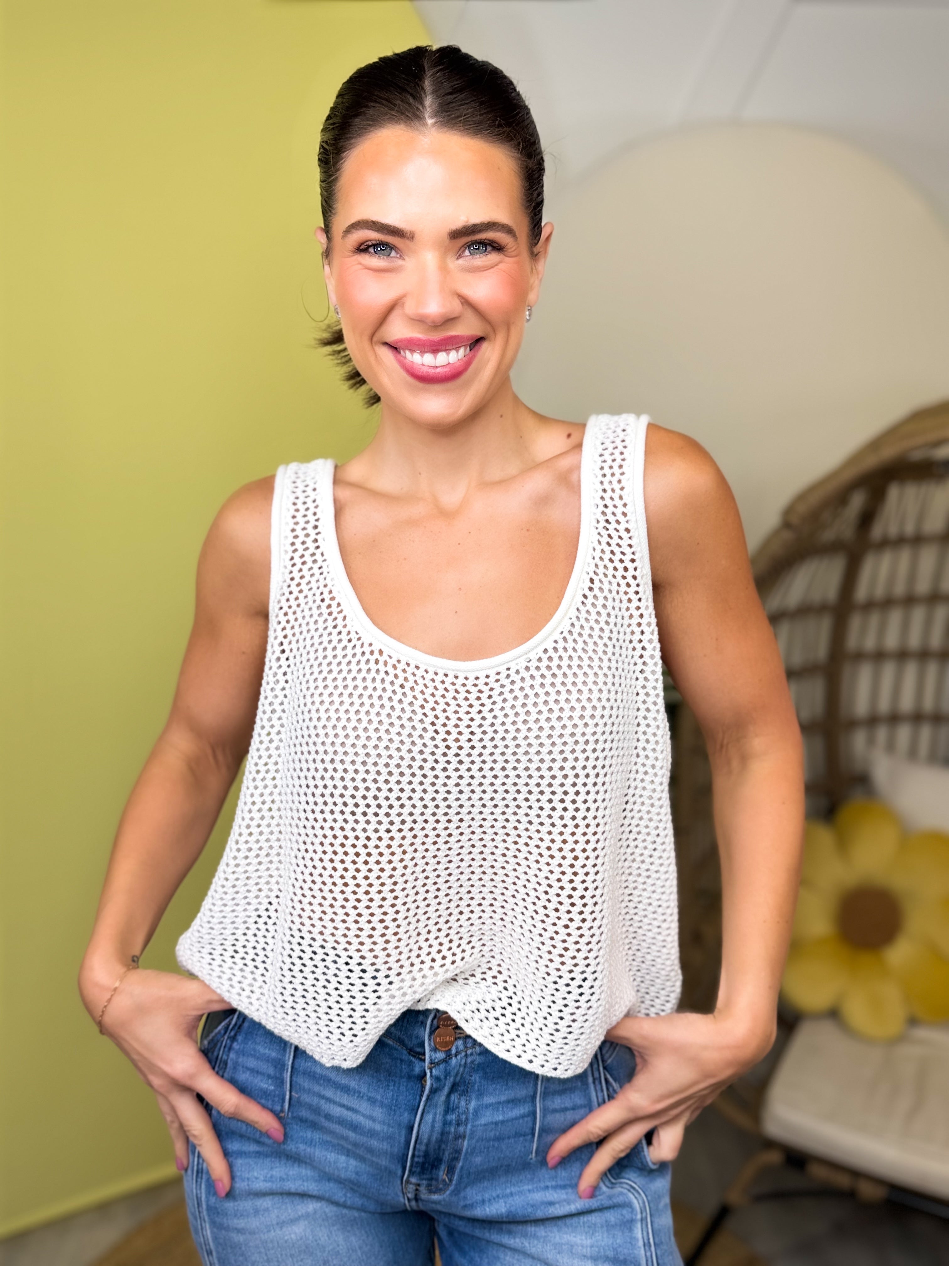 Urban Mesh Tank-100 TANK/CROP TOPS-WHITE BIRCH-Heathered Boho Boutique, Women's Fashion and Accessories in Palmetto, FL