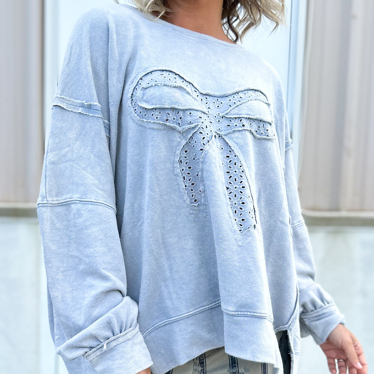The Bow Down Sweatshirt-125 SWEATER-HEIMISH-Heathered Boho Boutique, Women's Fashion and Accessories in Palmetto, FL