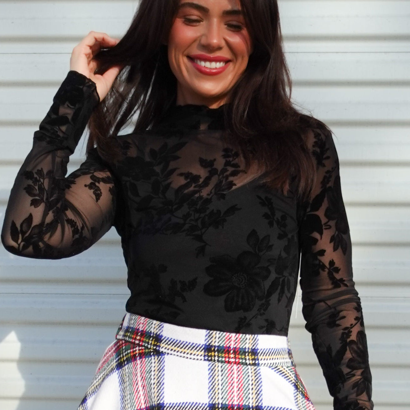 Dress Up Mesh Top-120 LONG SLEEVE TOPS-ODDI-Heathered Boho Boutique, Women's Fashion and Accessories in Palmetto, FL