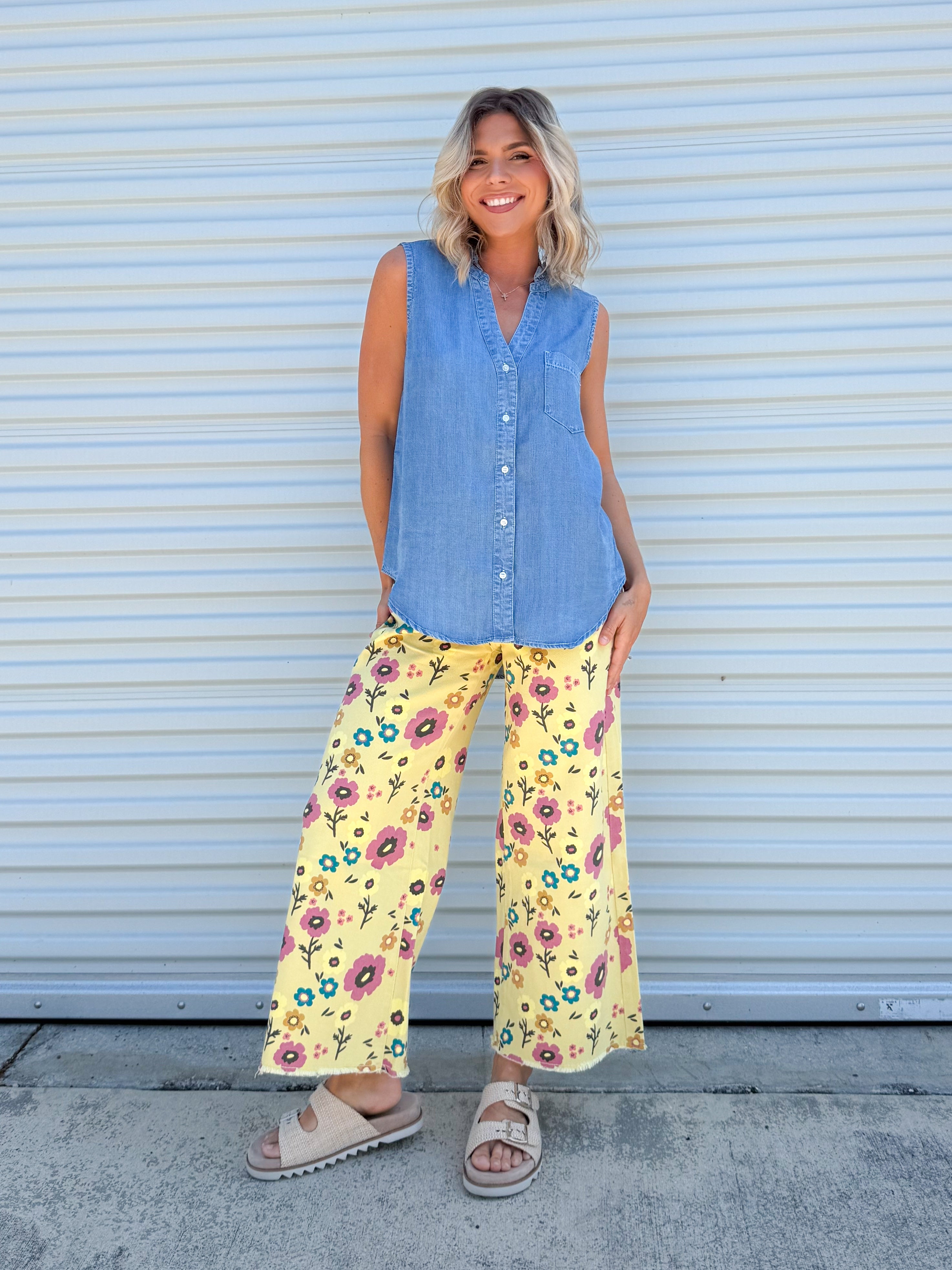 Cooling Denim Button Up Top-110 Short Sleeve Top-STITCH & CO-Heathered Boho Boutique, Women's Fashion and Accessories in Palmetto, FL
