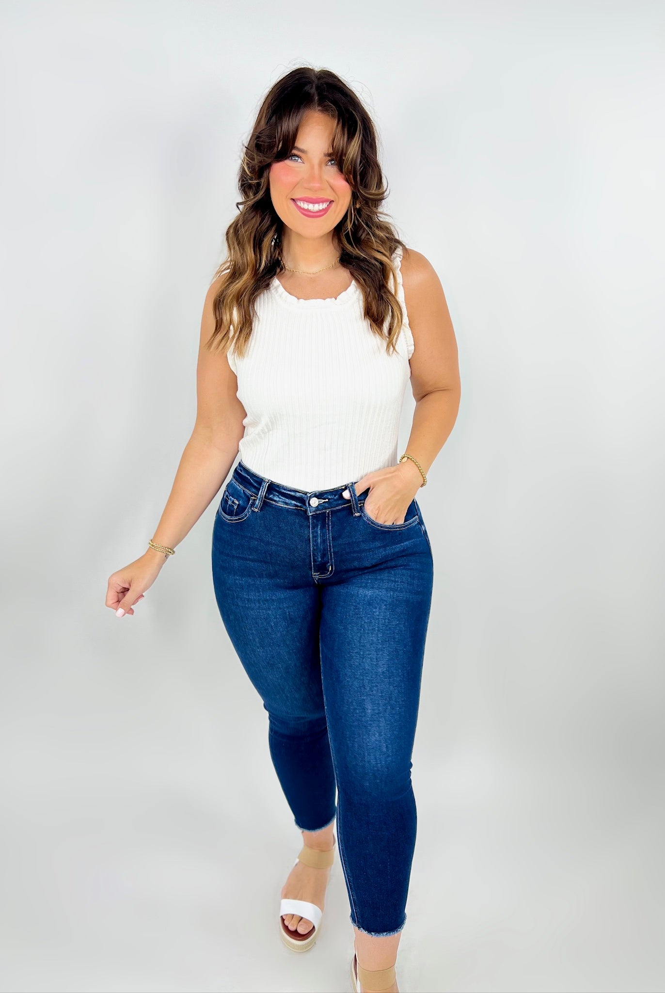 Restock: Emerson Cropped Skinny Jeans by Vervet-190 Jeans-Vervet-Heathered Boho Boutique, Women's Fashion and Accessories in Palmetto, FL