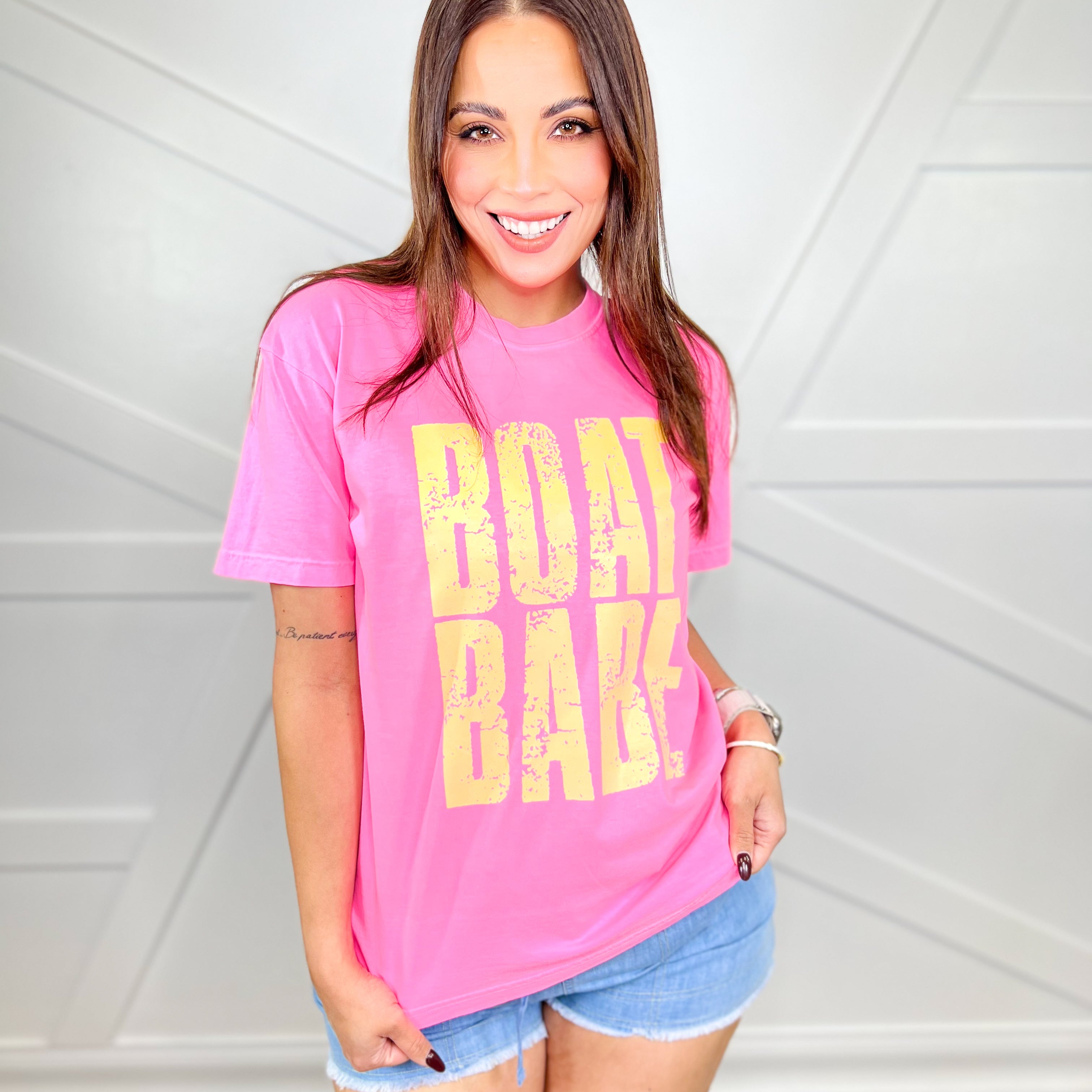 Boat Babe Graphic Tee-130 Graphic Tees-Heathered Boho-Heathered Boho Boutique, Women's Fashion and Accessories in Palmetto, FL