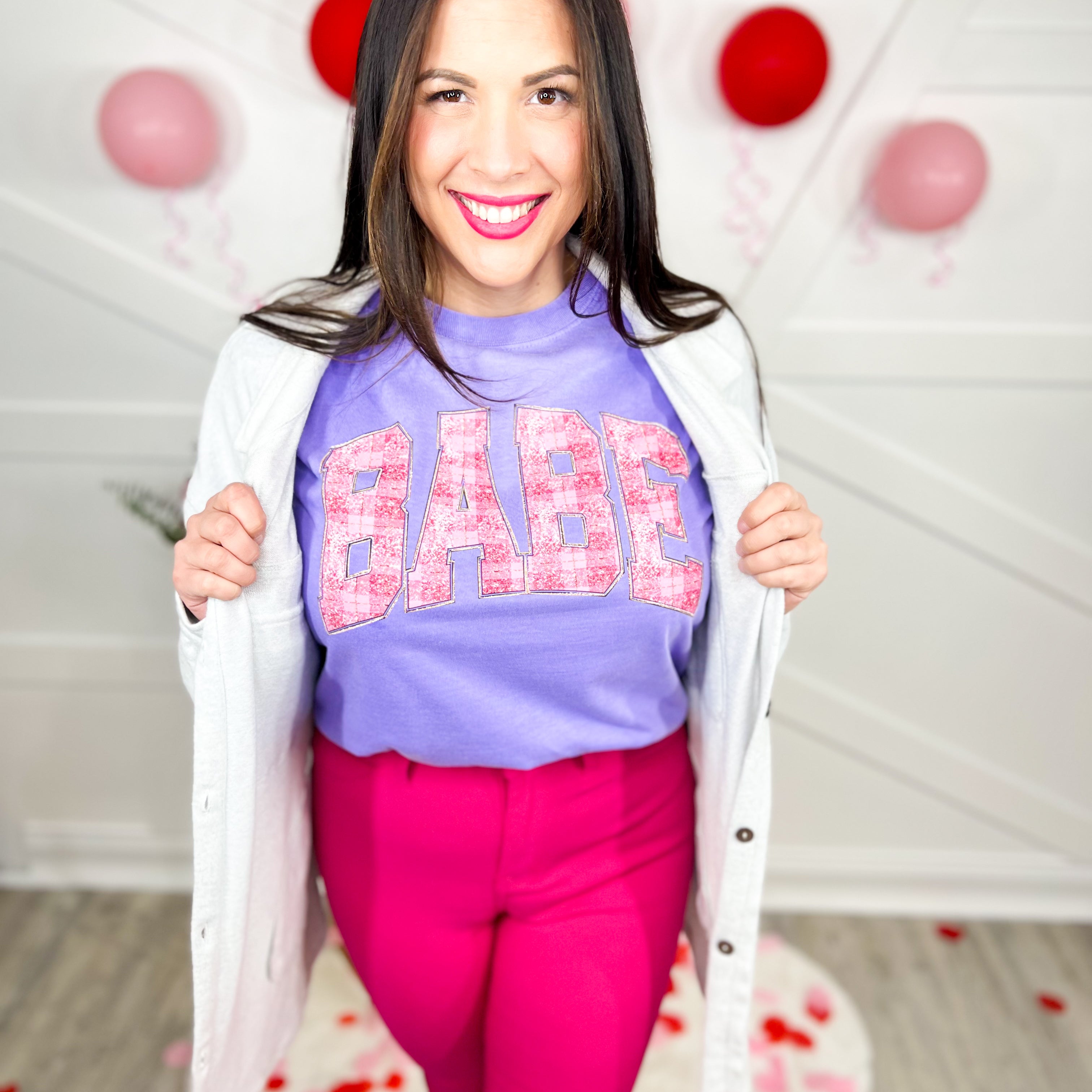 Pink Sparkly Babe Graphic Tee-130 Graphic Tees-Heathered Boho-Heathered Boho Boutique, Women's Fashion and Accessories in Palmetto, FL