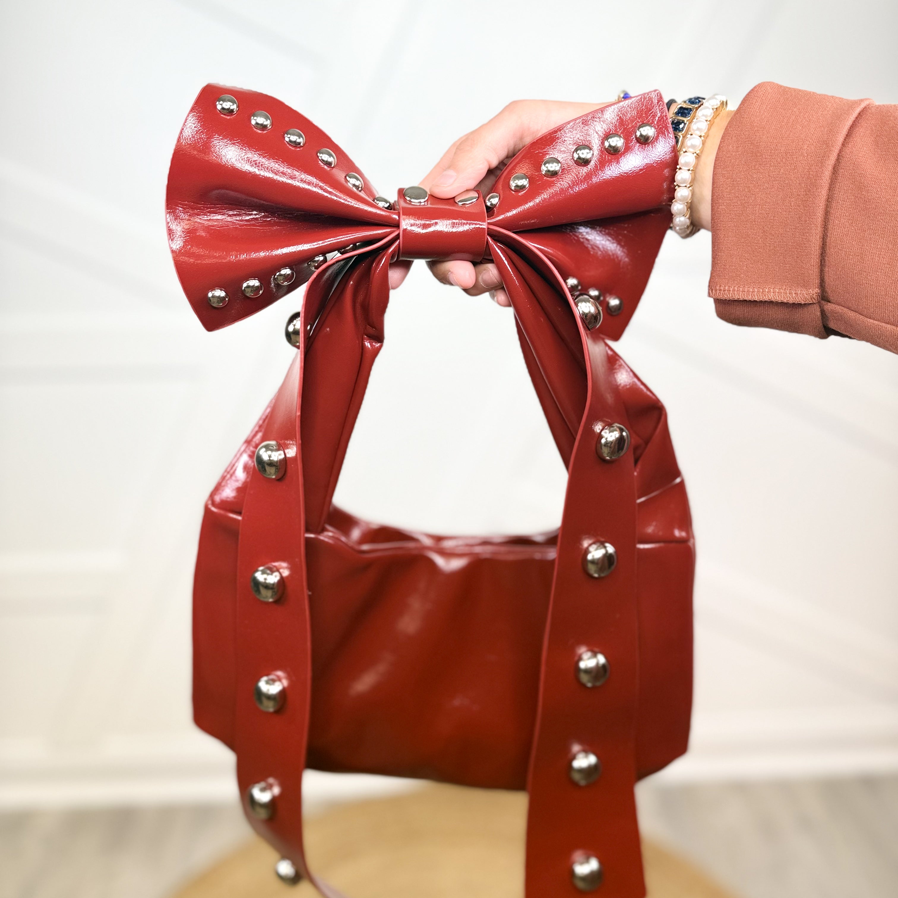 Bow Shoulder Bag-320 Bags-Fame Accessories-Heathered Boho Boutique, Women's Fashion and Accessories in Palmetto, FL