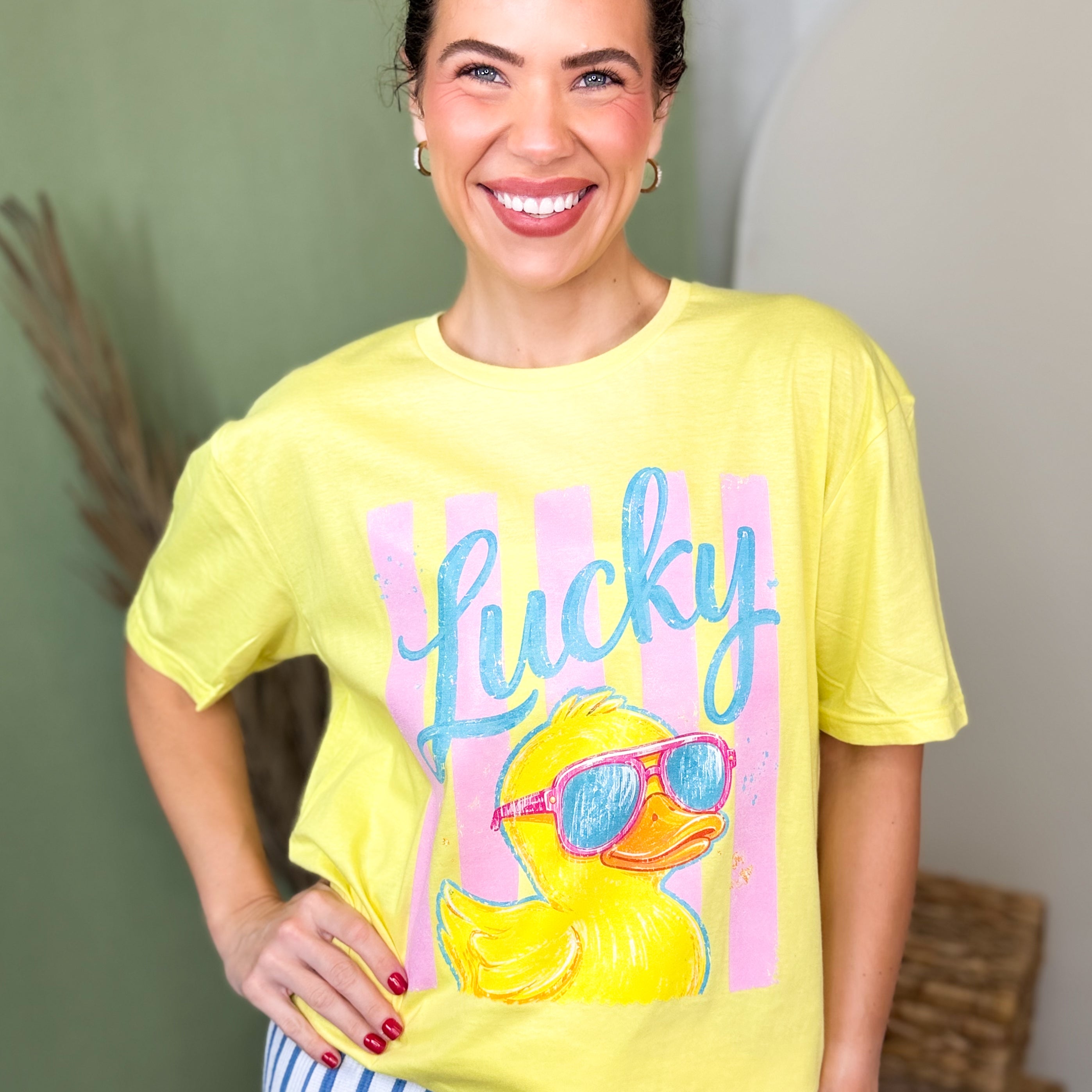 Lucky Duck Graphic Tee-130 Graphic Tees-Heathered Boho-Heathered Boho Boutique, Women's Fashion and Accessories in Palmetto, FL