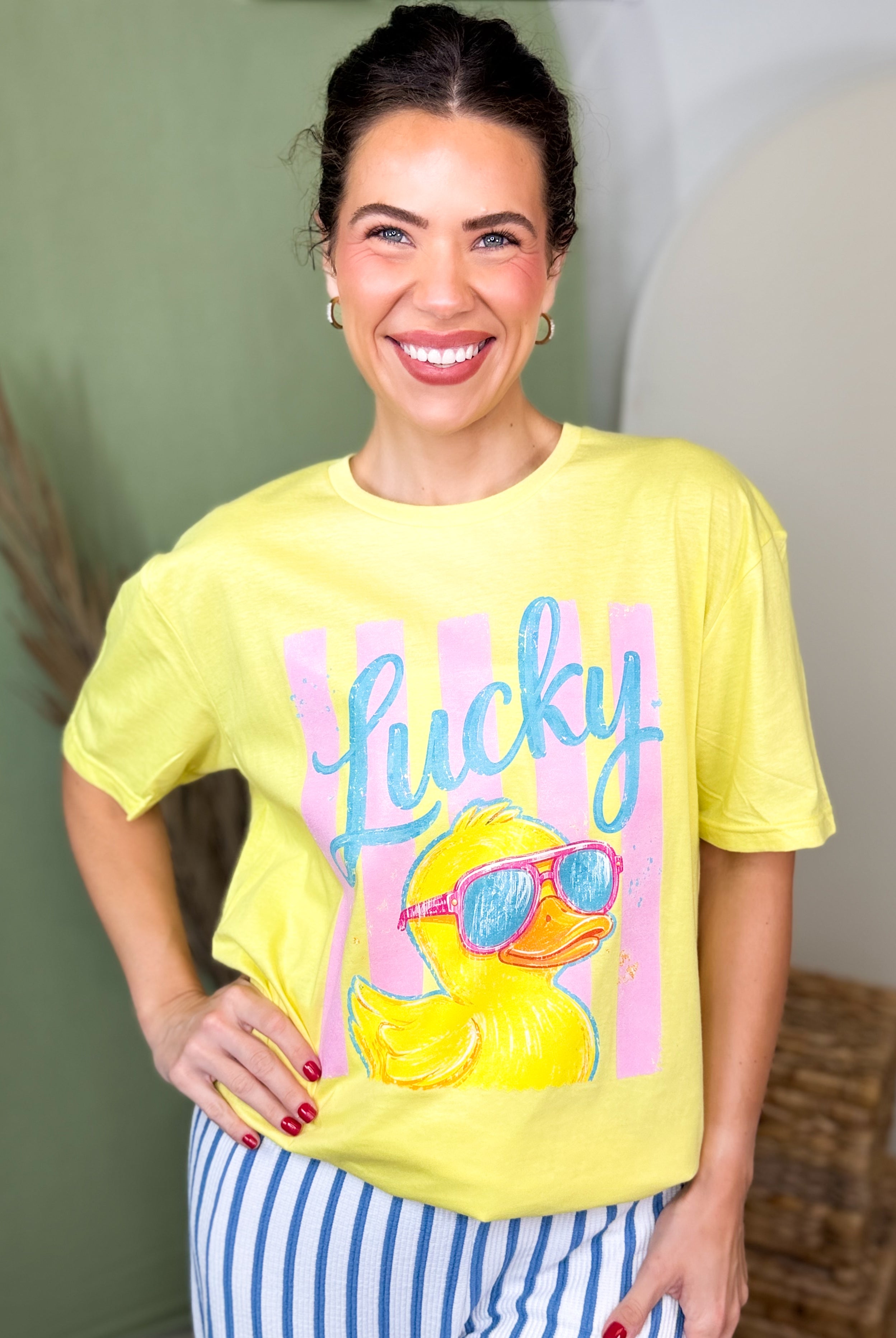 Lucky Duck Graphic Tee-130 Graphic Tees-Heathered Boho-Heathered Boho Boutique, Women's Fashion and Accessories in Palmetto, FL