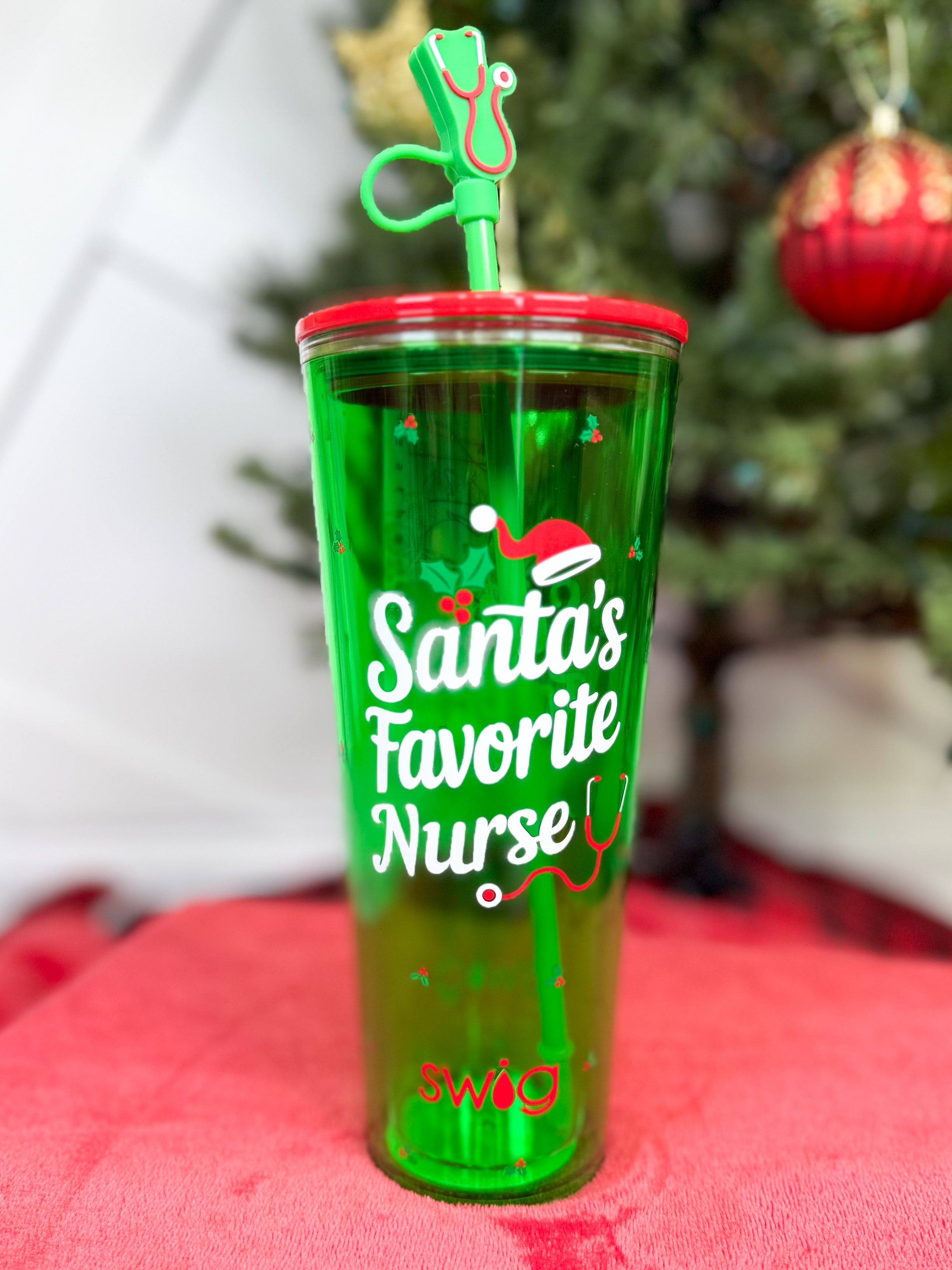 Santa's Favorite... 24oz Plastic Tumbler Swig-340 Other Accessories-Swig-Heathered Boho Boutique, Women's Fashion and Accessories in Palmetto, FL