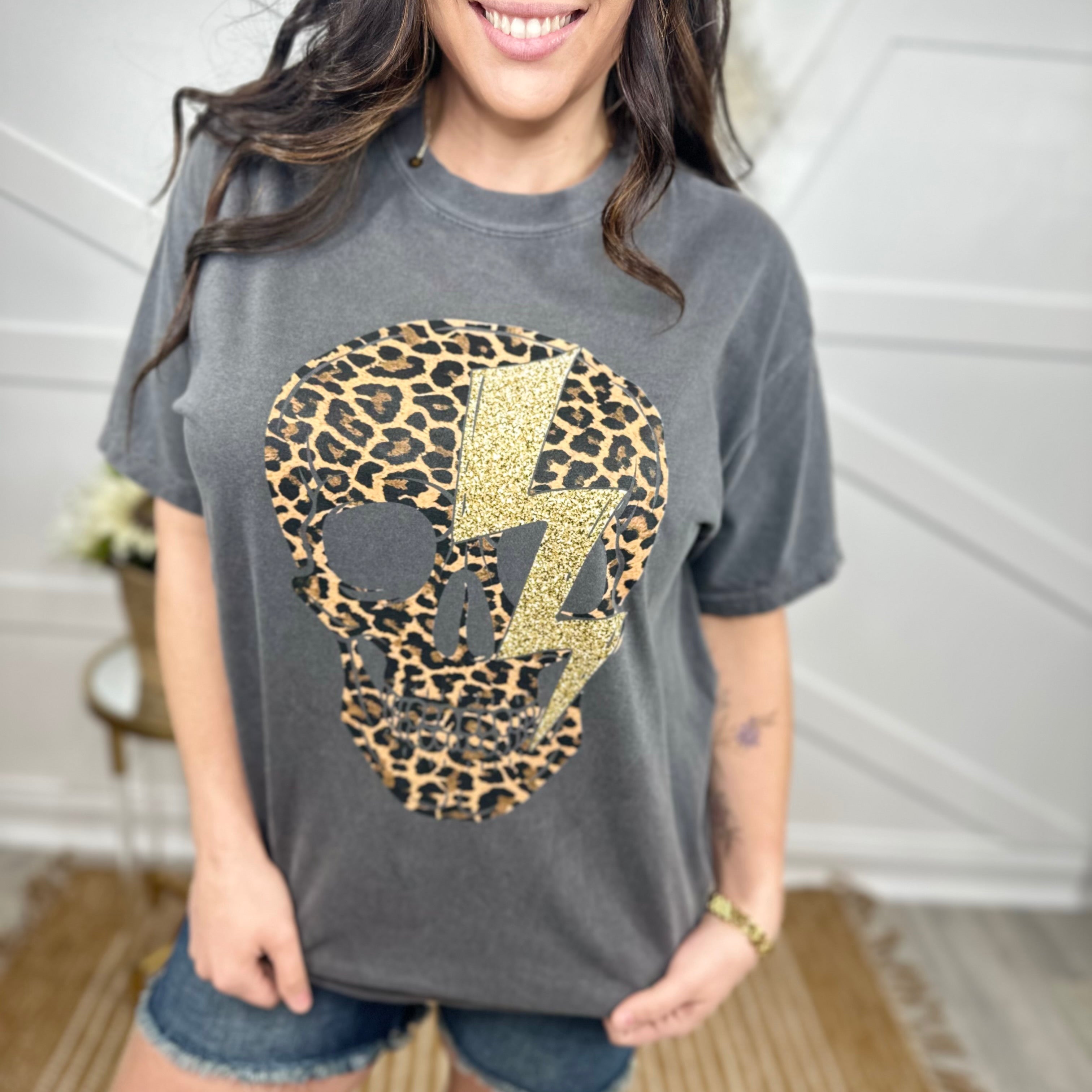 Rock Star Leopard Graphic Tee-130 Graphic Tees-Heathered Boho-Heathered Boho Boutique, Women's Fashion and Accessories in Palmetto, FL