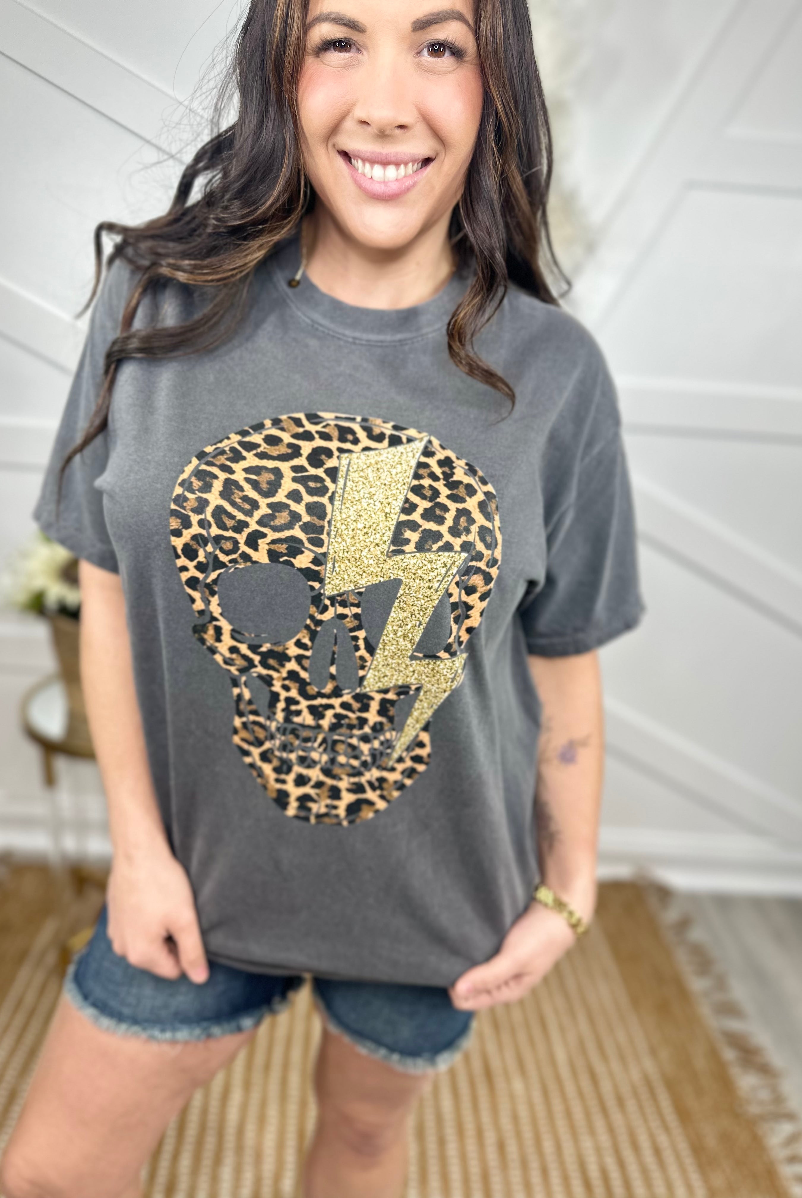 Rock Star Leopard Graphic Tee-130 Graphic Tees-Heathered Boho-Heathered Boho Boutique, Women's Fashion and Accessories in Palmetto, FL