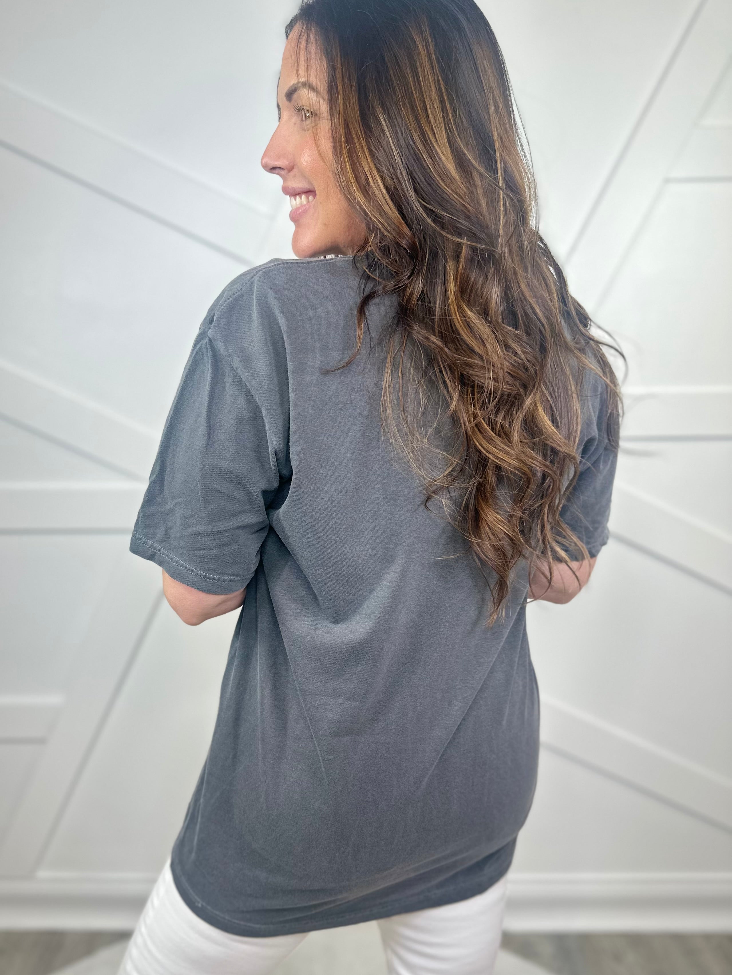 Boho Citrus Flower Graphic Tee - Pepper-130 Graphic Tees-Heathered Boho-Heathered Boho Boutique, Women's Fashion and Accessories in Palmetto, FL