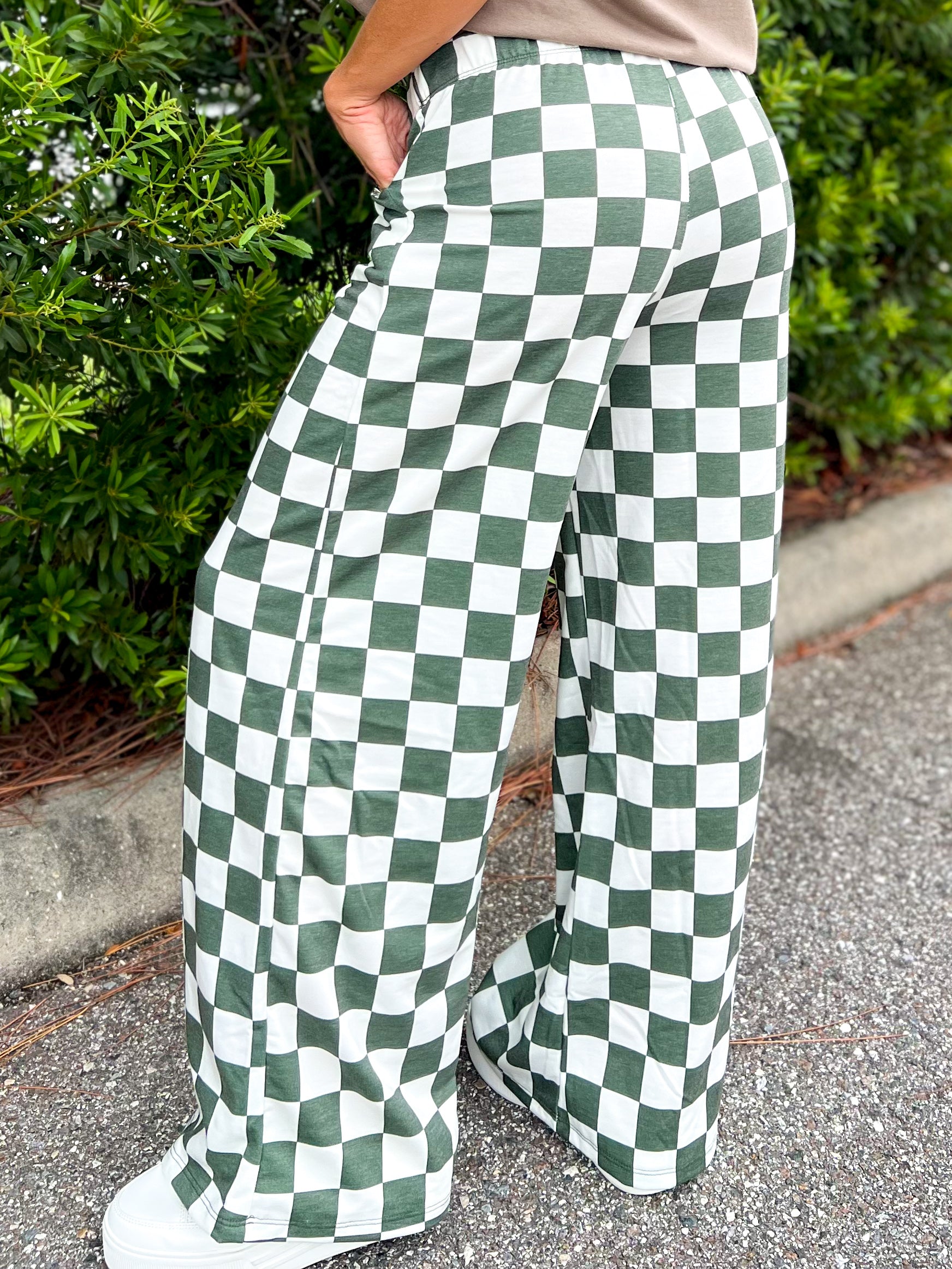 Groovy Moody Pants - Olive/White-150 PANTS-Jade by Jane-Heathered Boho Boutique, Women's Fashion and Accessories in Palmetto, FL