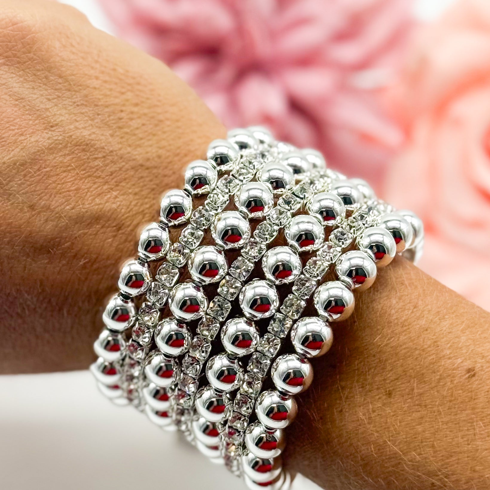 Crystal Ball Seven-line Wire Bracelet-310 Jewelry-RM Manufacturing-Heathered Boho Boutique, Women's Fashion and Accessories in Palmetto, FL