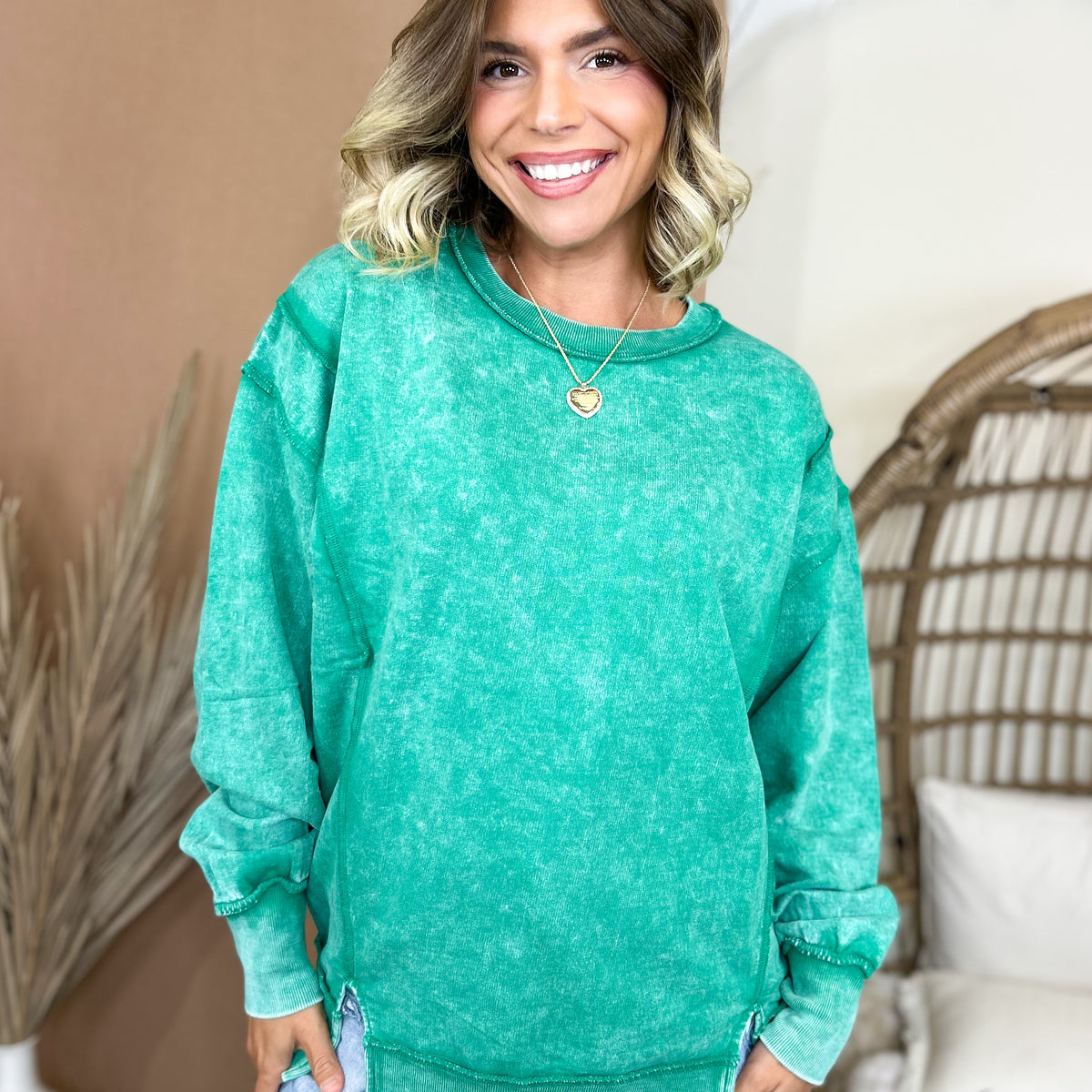 Cozy Shores Pullover-120 LONG SLEEVE TOPS-ZENANA-Heathered Boho Boutique, Women's Fashion and Accessories in Palmetto, FL