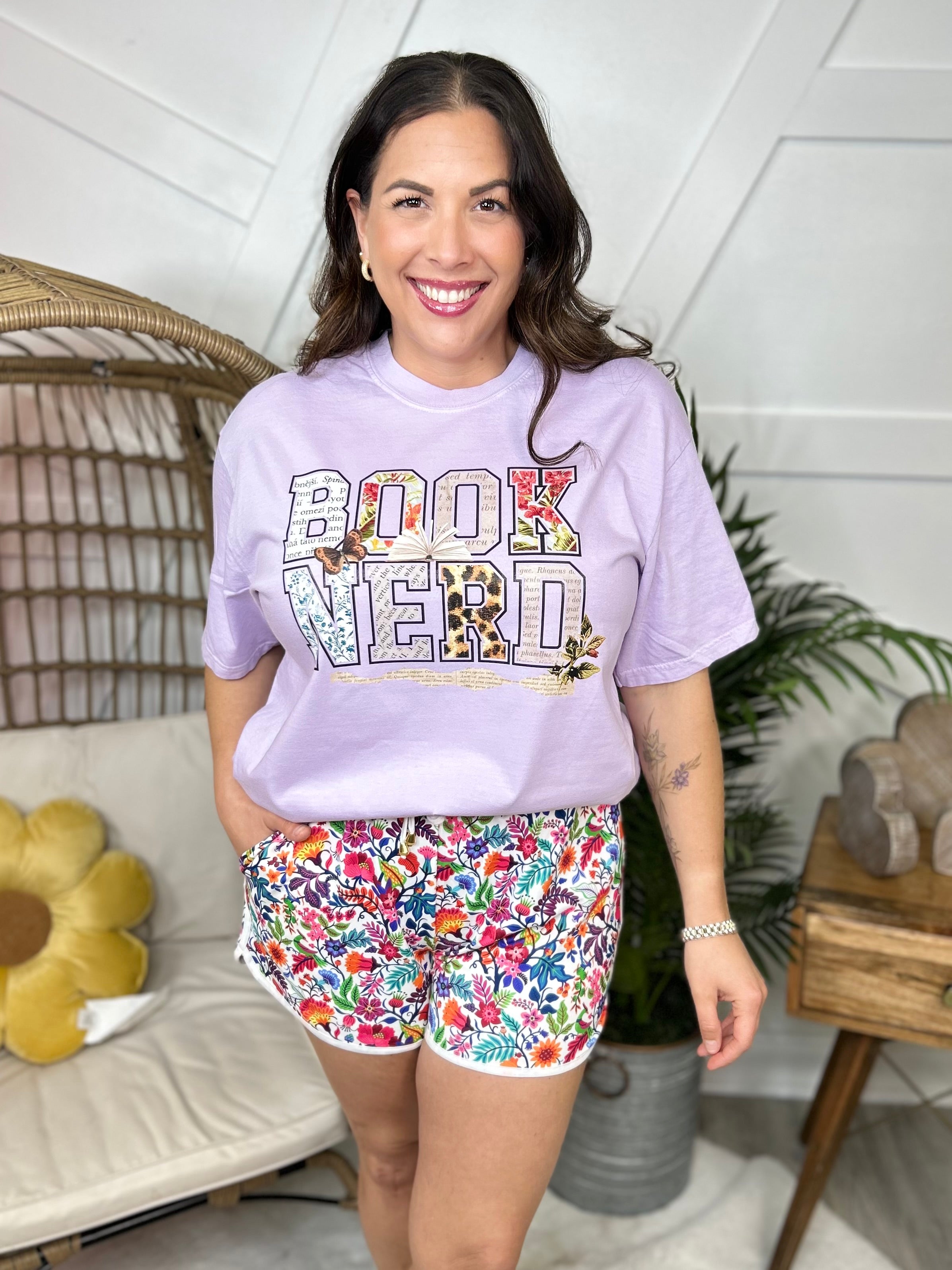 Book Nerd Graphic Tee-130 Graphic Tees-Heathered Boho-Heathered Boho Boutique, Women's Fashion and Accessories in Palmetto, FL