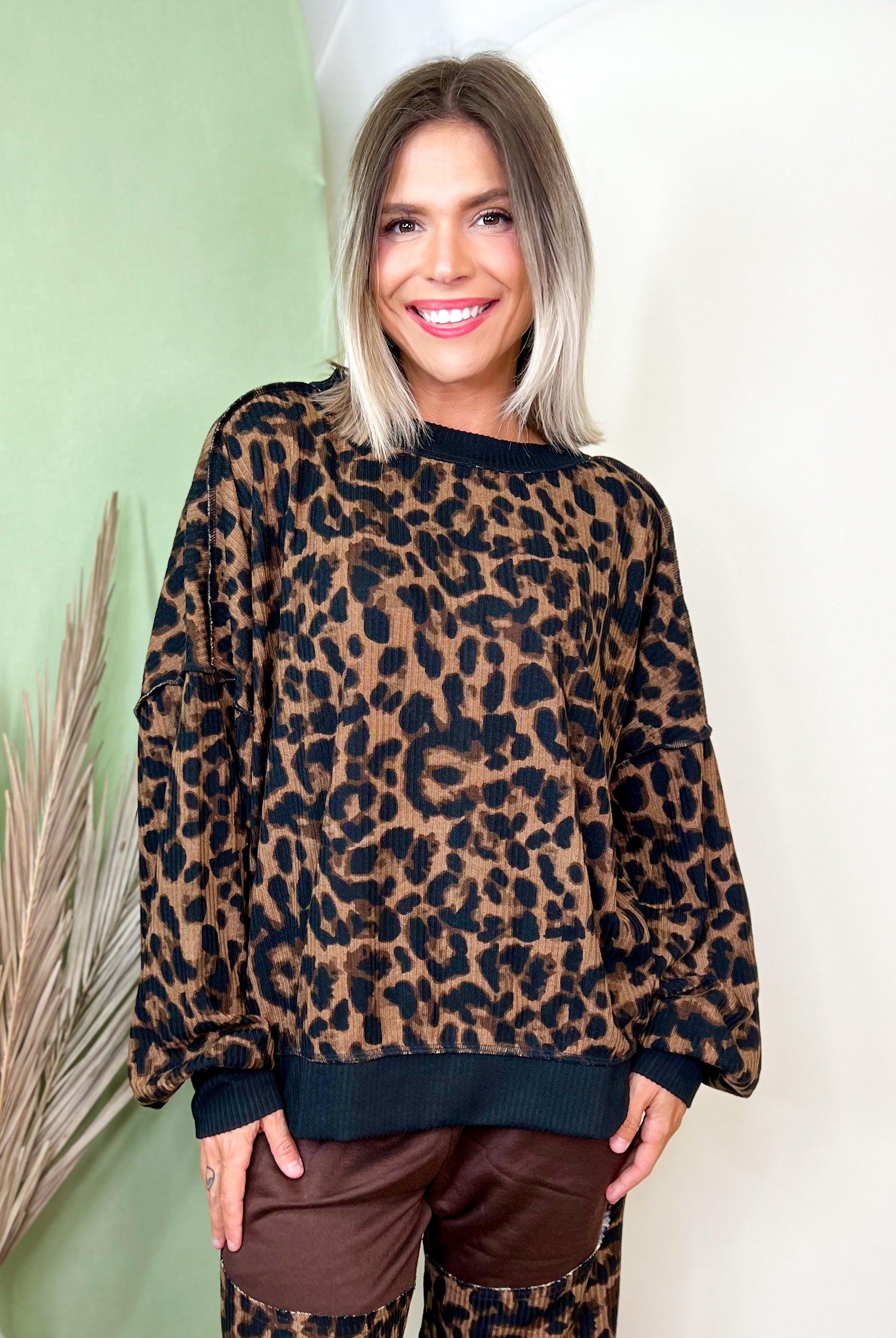 Wild At Heart Pullover-120 LONG SLEEVE TOPS-HEIMISH-Heathered Boho Boutique, Women's Fashion and Accessories in Palmetto, FL