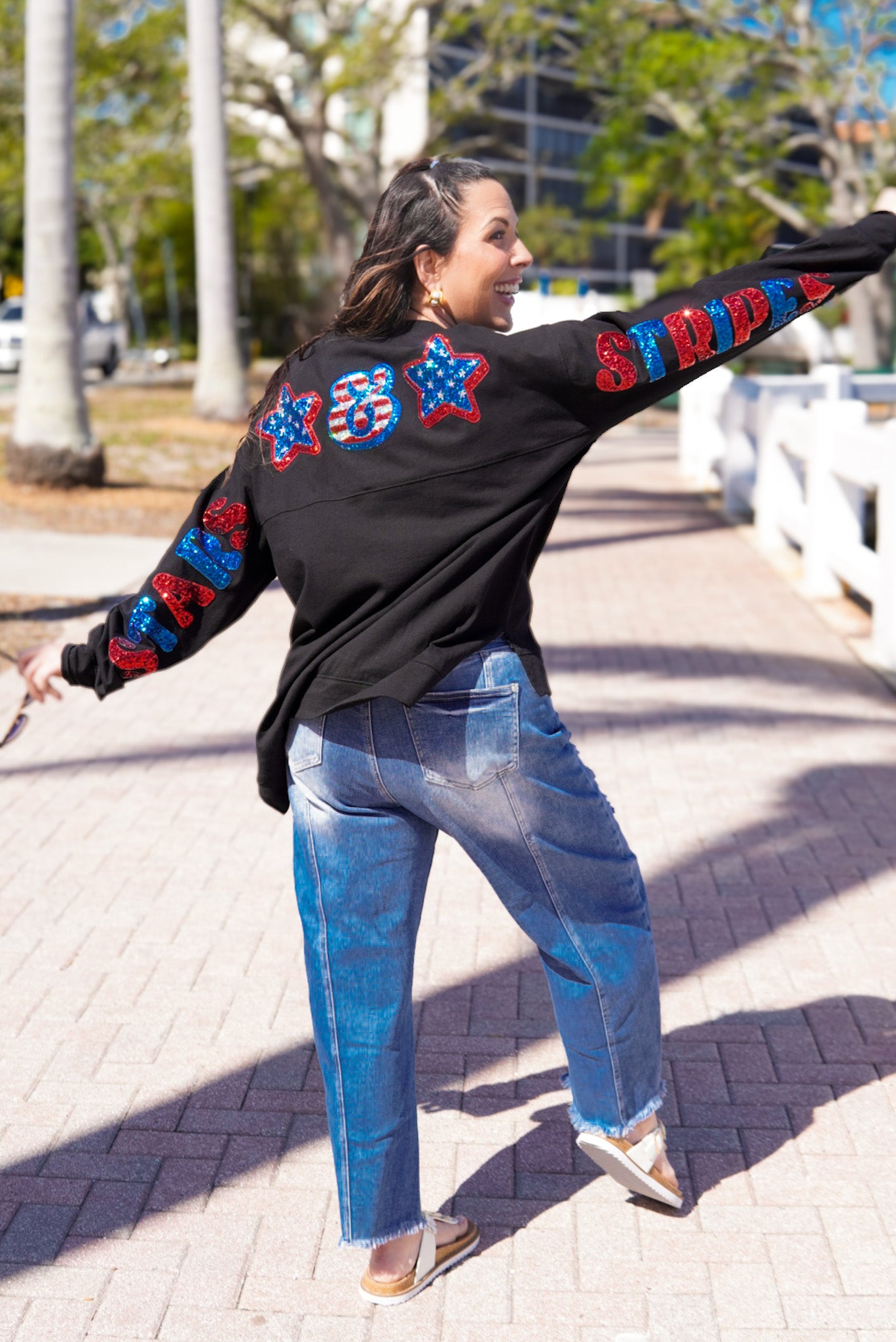 Red White and Boho Spirit Jersey Long Sleeve-120 Long Sleeve Tops-Fantastic Fawn-Heathered Boho Boutique, Women's Fashion and Accessories in Palmetto, FL