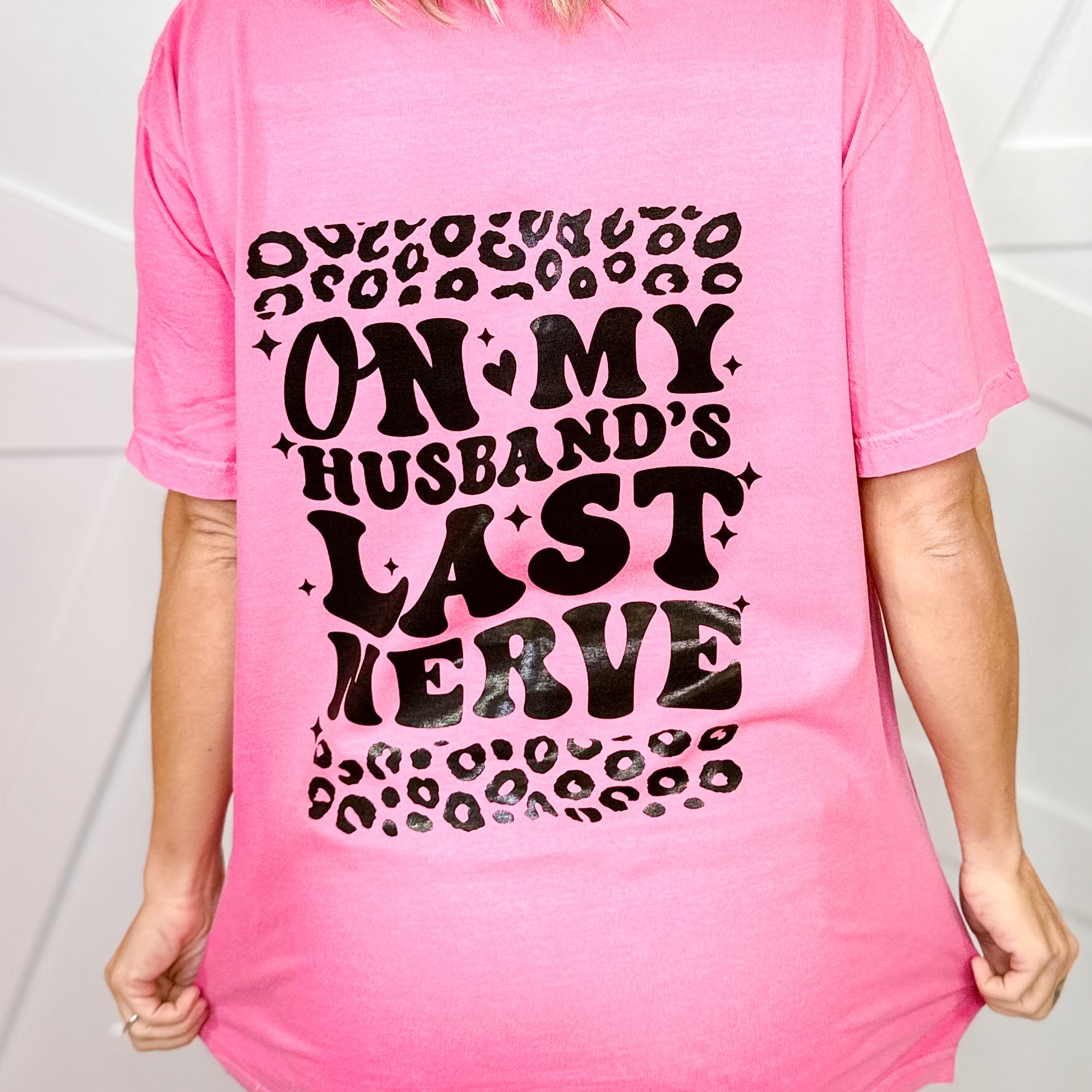 On My Husband's Last Nerve Graphic Tee- Custom Cut-130 Graphic Tees-Heathered Boho-Heathered Boho Boutique, Women's Fashion and Accessories in Palmetto, FL