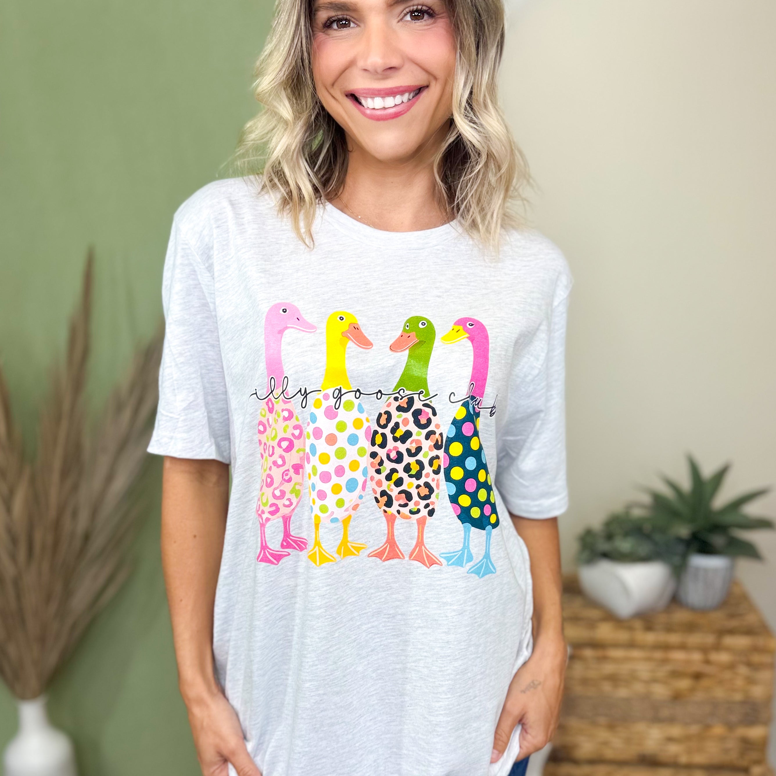 Spotted Silly Goose Club Graphic Tee-130 Graphic Tees-Heathered Boho-Heathered Boho Boutique, Women's Fashion and Accessories in Palmetto, FL