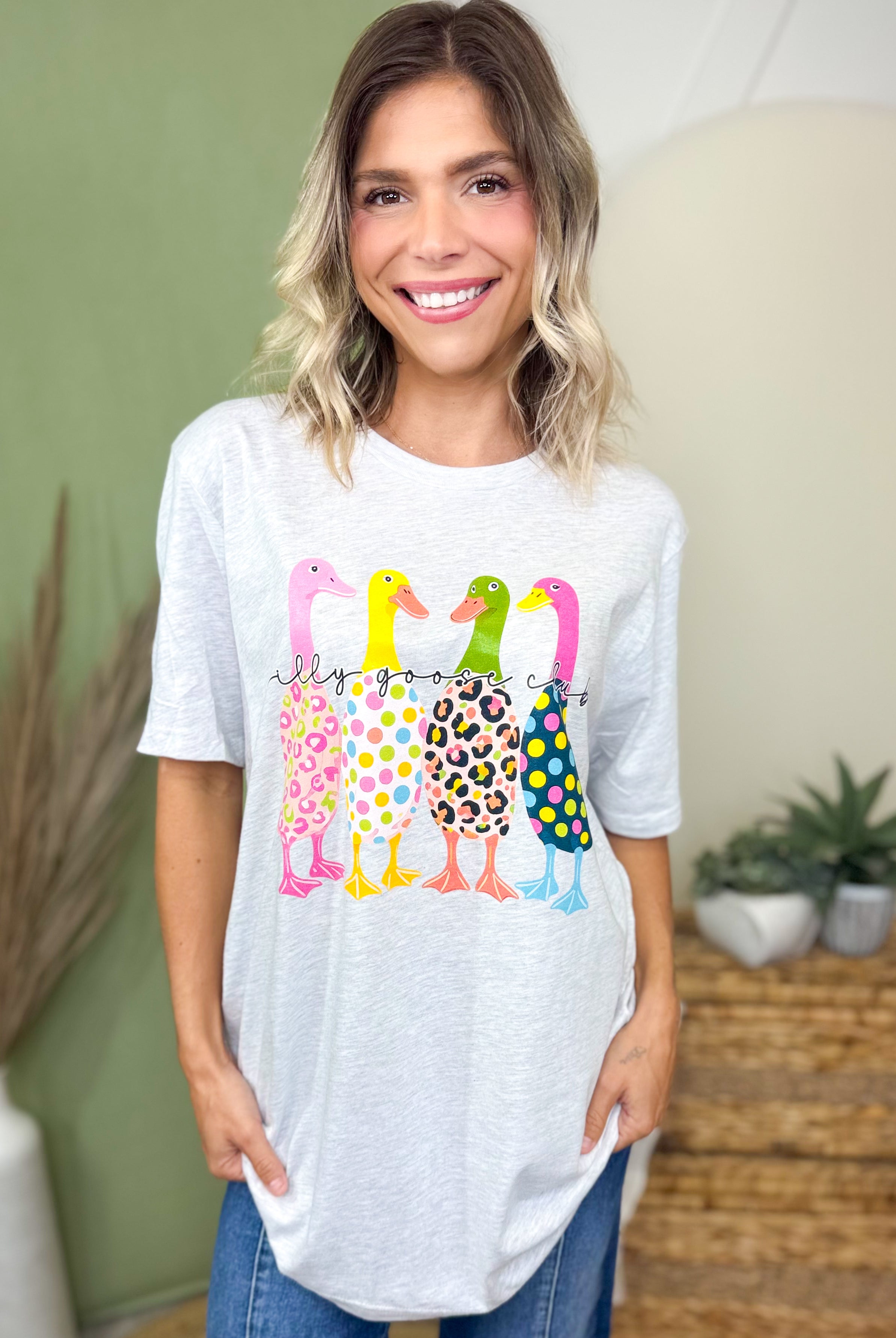 Spotted Silly Goose Club Graphic Tee-130 Graphic Tees-Heathered Boho-Heathered Boho Boutique, Women's Fashion and Accessories in Palmetto, FL