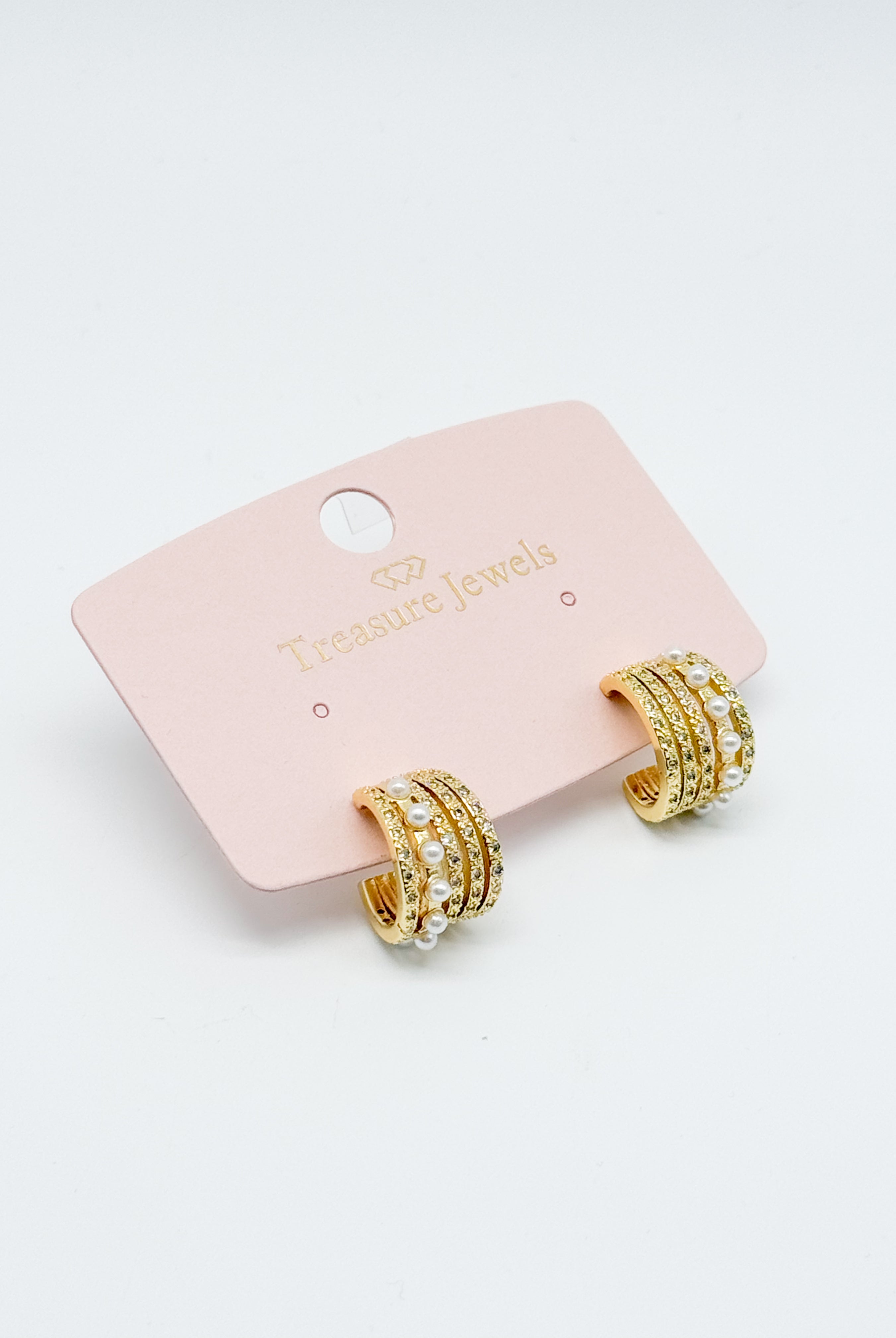 Gaia Pearly Earring-310 Jewelry-Treasure Jewels-Heathered Boho Boutique, Women's Fashion and Accessories in Palmetto, FL