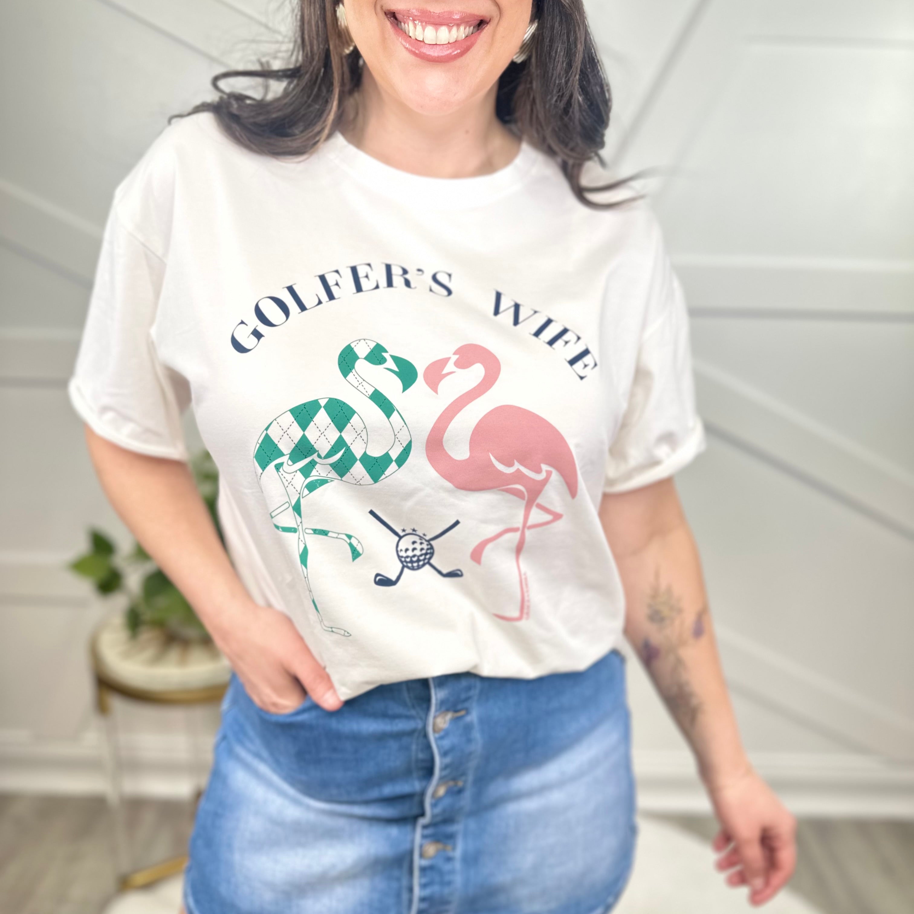 Golfers Wife Graphic Tee-130 Graphic Tees-SOUTHERN GRACE-Heathered Boho Boutique, Women's Fashion and Accessories in Palmetto, FL