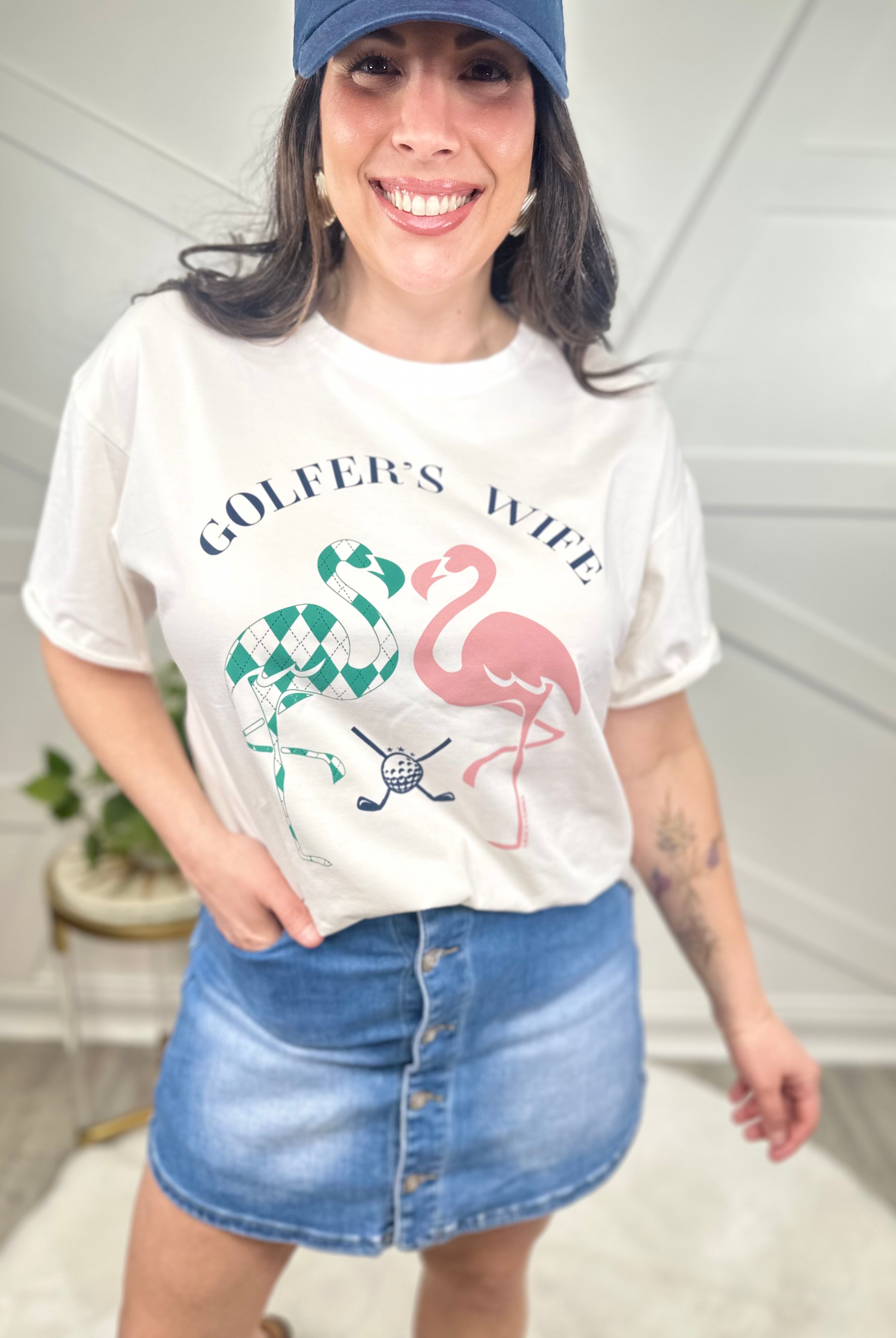 Golfers Wife Graphic Tee-130 Graphic Tees-SOUTHERN GRACE-Heathered Boho Boutique, Women's Fashion and Accessories in Palmetto, FL