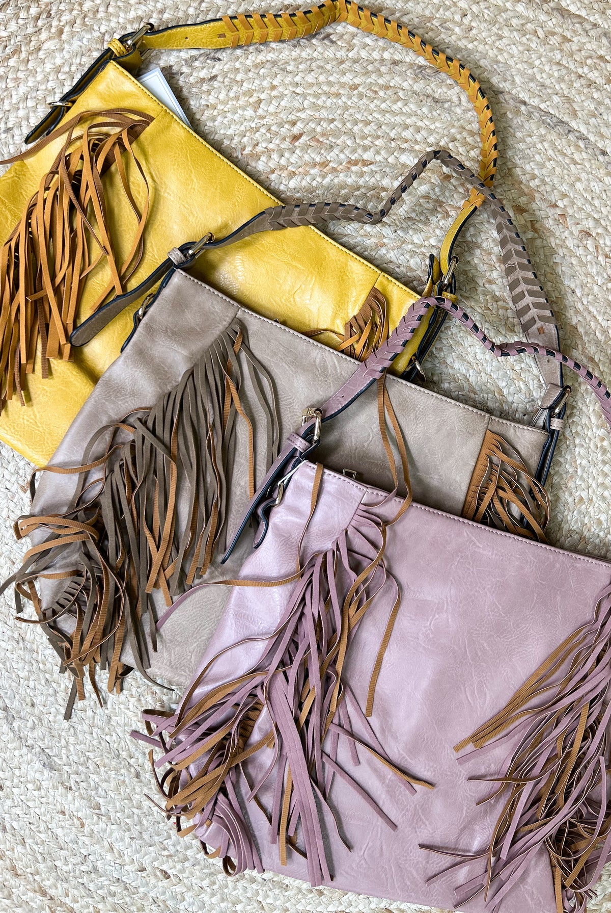 Sav Distressed Hobo Bag w/ Fringe Detail-320 Bags-Jen & Co.-Heathered Boho Boutique, Women's Fashion and Accessories in Palmetto, FL