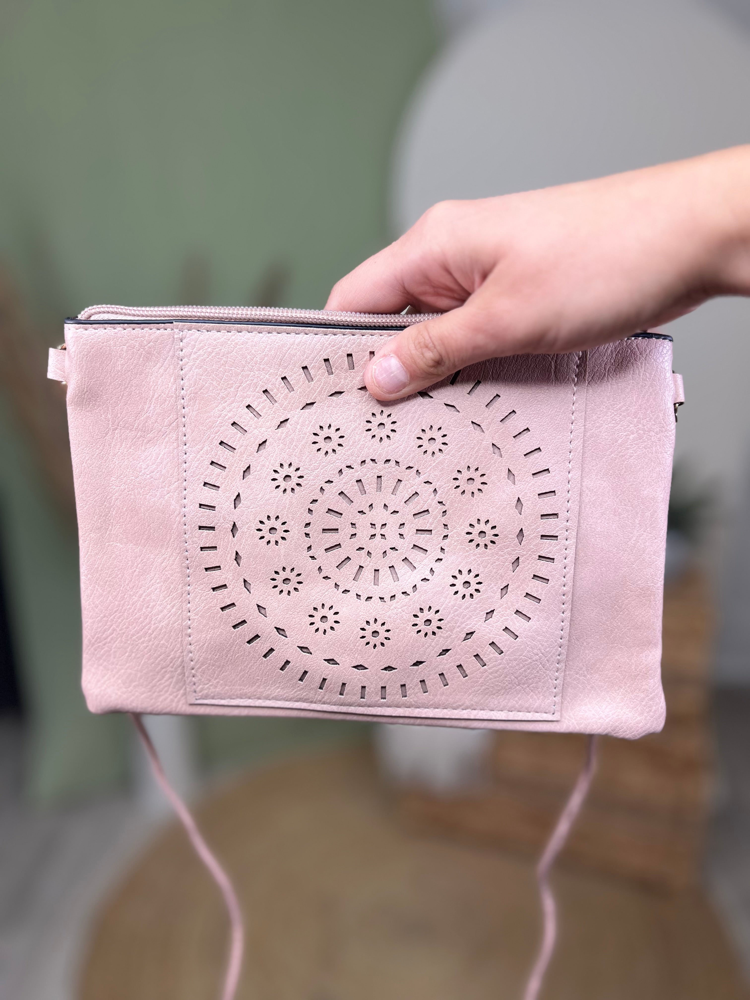 Laser Cut Mandala Faux Leather Crossbody-320 Bags-Clovered Accessories-Heathered Boho Boutique, Women's Fashion and Accessories in Palmetto, FL