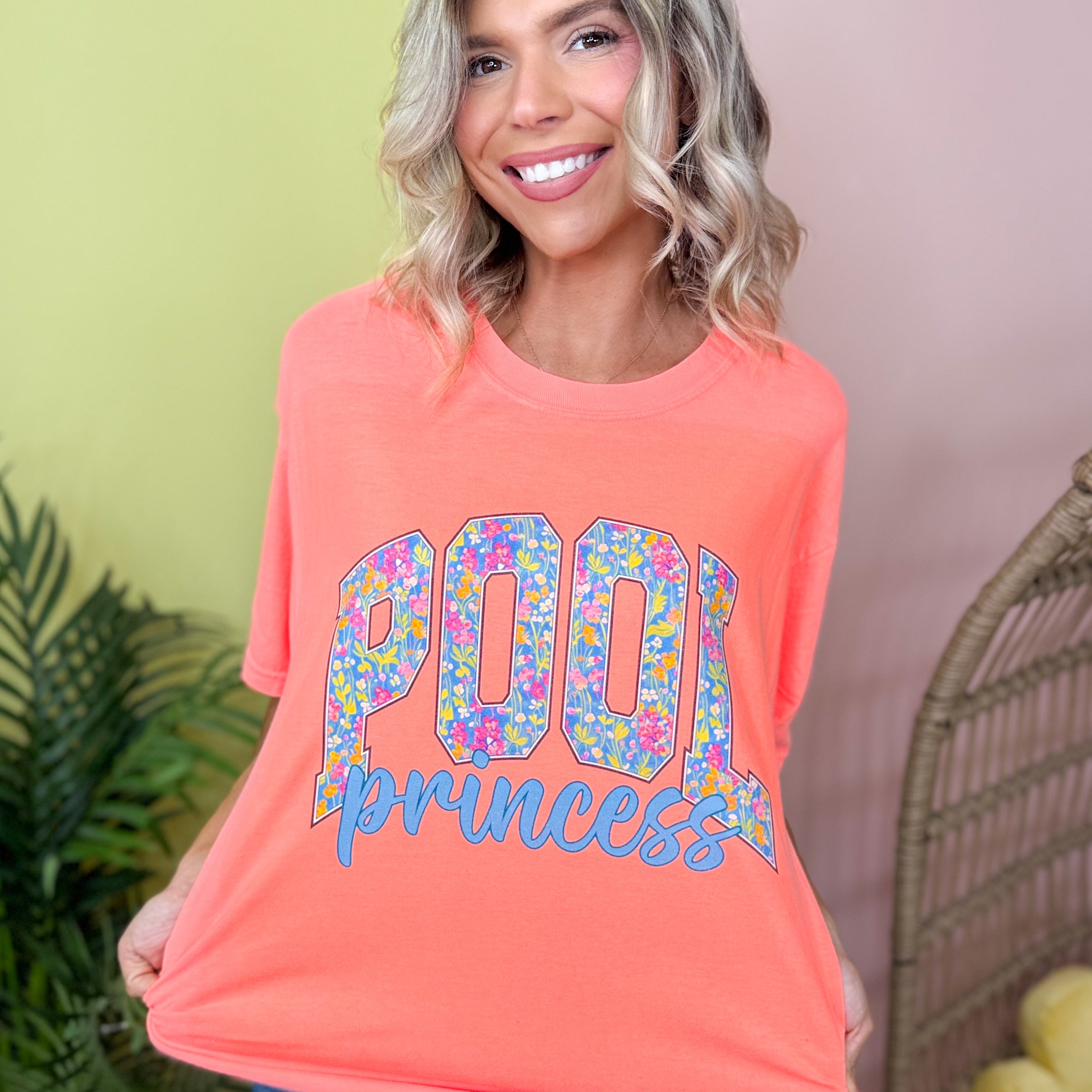 Pool Princess Graphic Tee-130 Graphic Tees-Heathered Boho-Heathered Boho Boutique, Women's Fashion and Accessories in Palmetto, FL