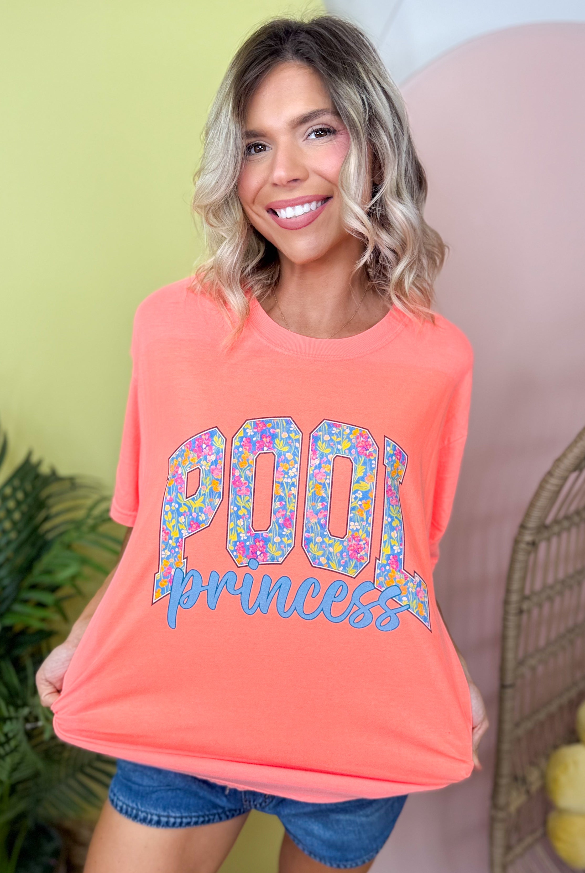 Pool Princess Graphic Tee-130 Graphic Tees-Heathered Boho-Heathered Boho Boutique, Women's Fashion and Accessories in Palmetto, FL