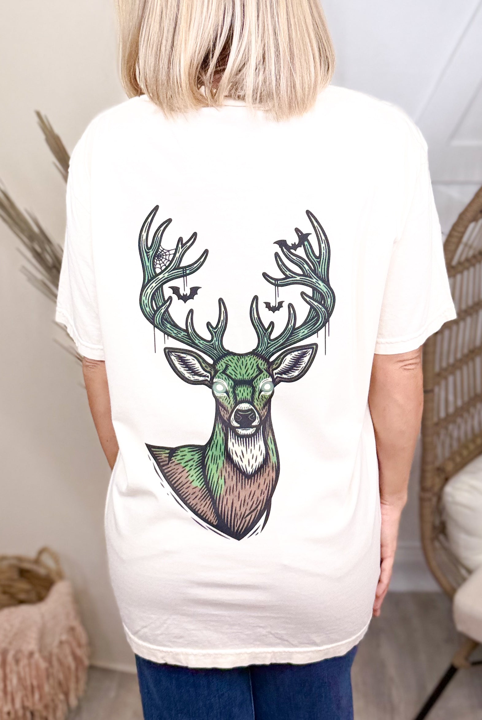 A Haunting We Will Go w/ Pocket Graphic Tee-130 Graphic Tees-Heathered Boho-Heathered Boho Boutique, Women's Fashion and Accessories in Palmetto, FL