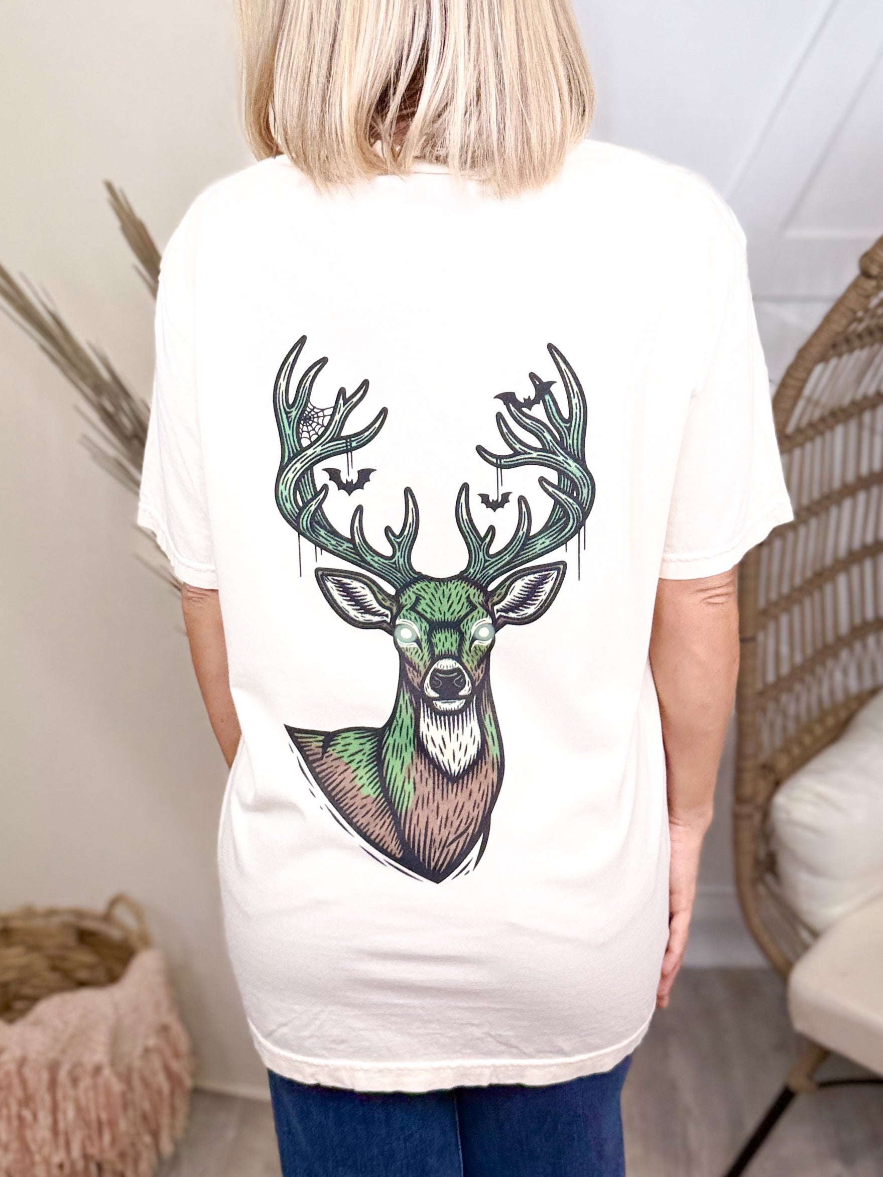 A Haunting We Will Go w/ Pocket Graphic Tee-130 Graphic Tees-Heathered Boho-Heathered Boho Boutique, Women's Fashion and Accessories in Palmetto, FL